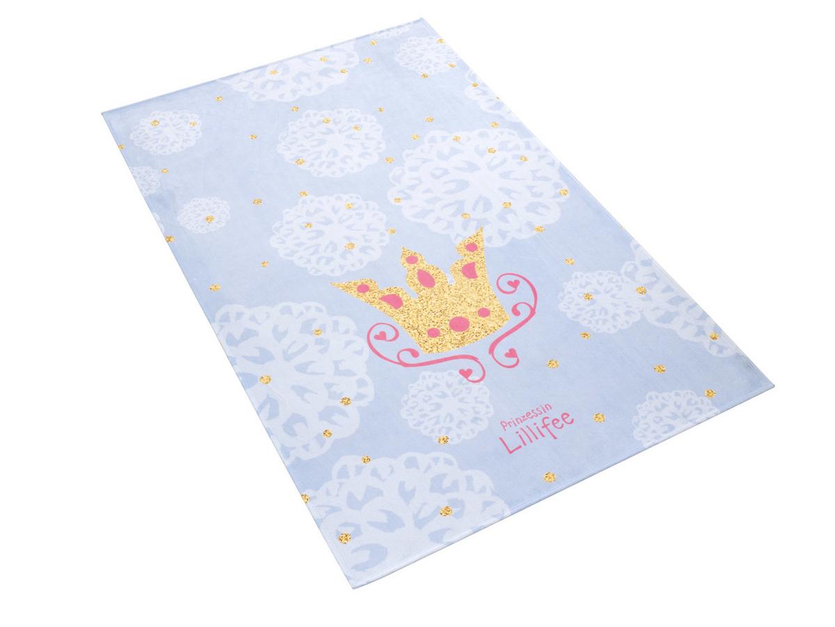 Kinderteppich Krone Blau Prinzessin Lillifee 80x150 Cm - Blau/Pink, Trend, Textil (80/150cm)