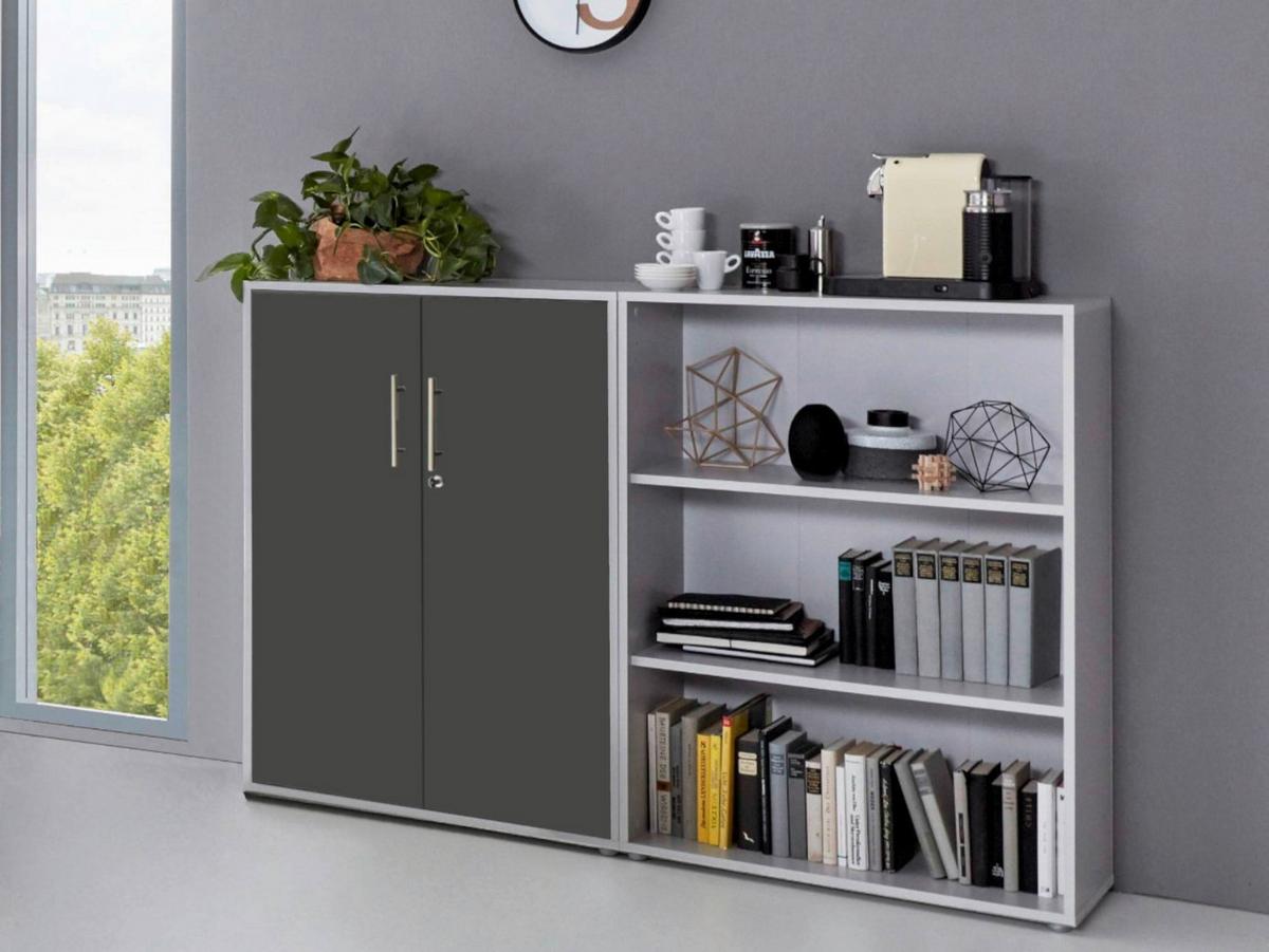 AKTENSCHRANK OFFICE EDITION-SW SET 1 NIEDR. - Anthrazit/Hellgrau, MODERN, Holzwerkstoff (168,8/113,6/33cm) - MID.YOU
