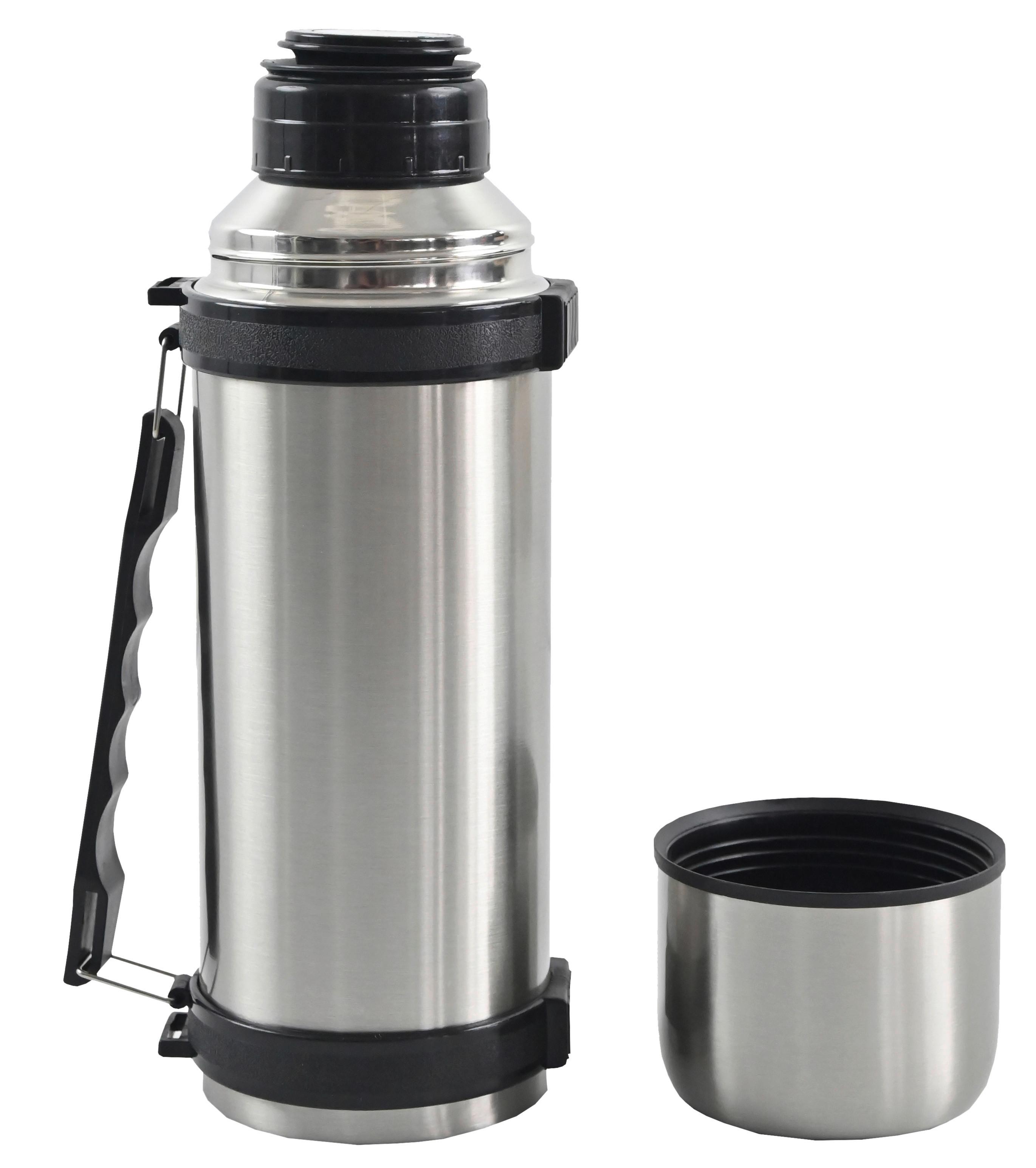 ISOLIERFLASCHE TONI - Edelstahlfarben/Schwarz, Basics, Kunststoff/Metall (9/28cm) - Luca Bessoni