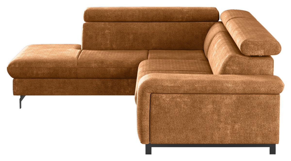 Ecksofa mit Bettkasten Emma Cognac 215x262 cm - Cognac/Schwarz, Textil (215/262cm) - MID.YOU