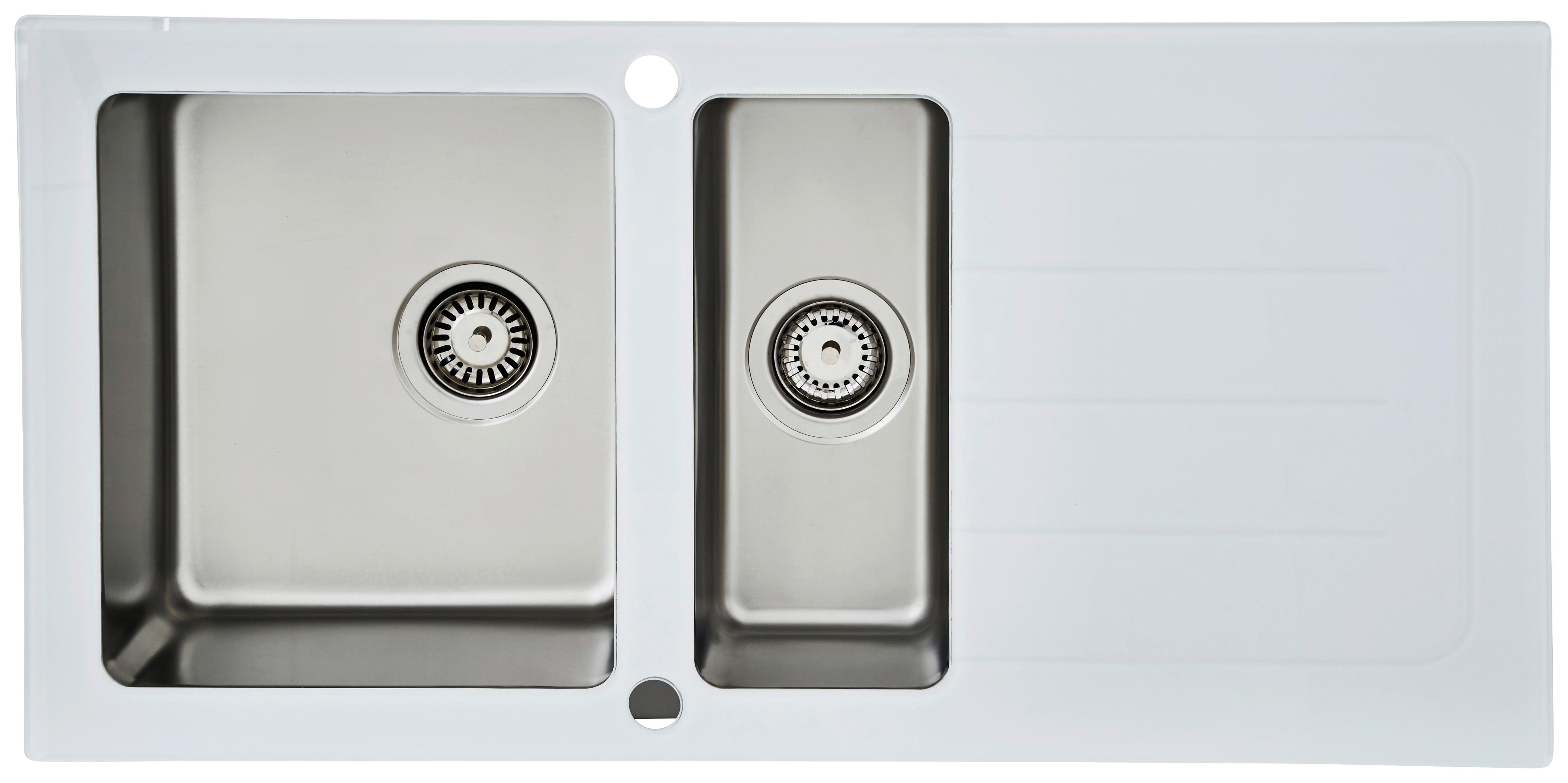 Spüle Respekta Edelstahl BxT: 100x50 cm - Weiß, Trend, Glas/Metall (100/21/50cm) - Respekta