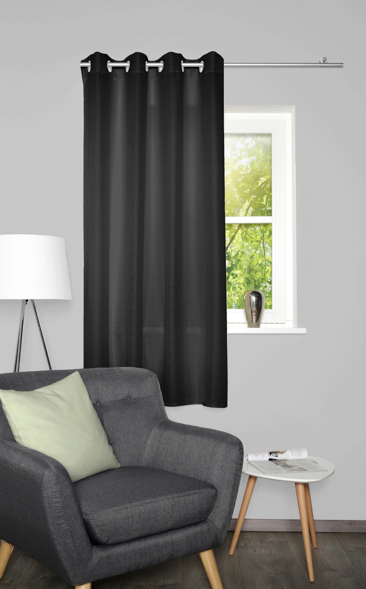 Ösenvorhang Benoga - Schwarz, Basics, Textil (135/175cm)