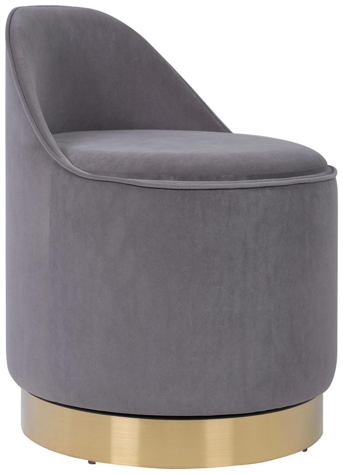 Drehhocker Viktor 125 Grau D: 52 Cm - Goldfarben/Grau, Design, Textil/Metall (52/68cm) - Kayoom