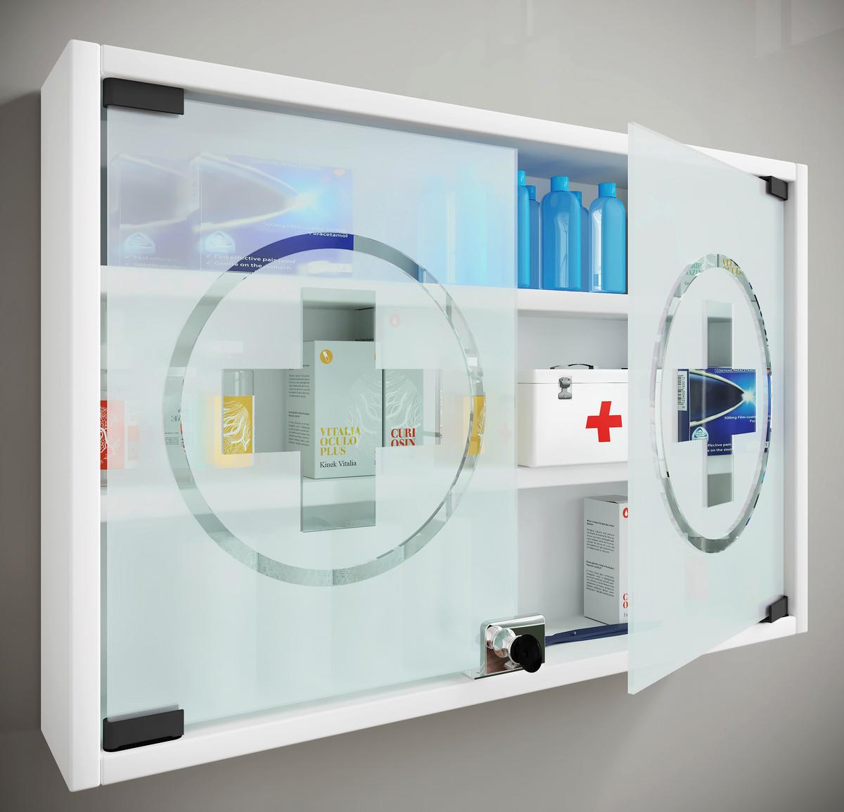 Medizinschrank Hustila Weiß B: 60 Cm - Weiß, MODERN, Glas/Holzwerkstoff (60/40/10cm) - MID.YOU