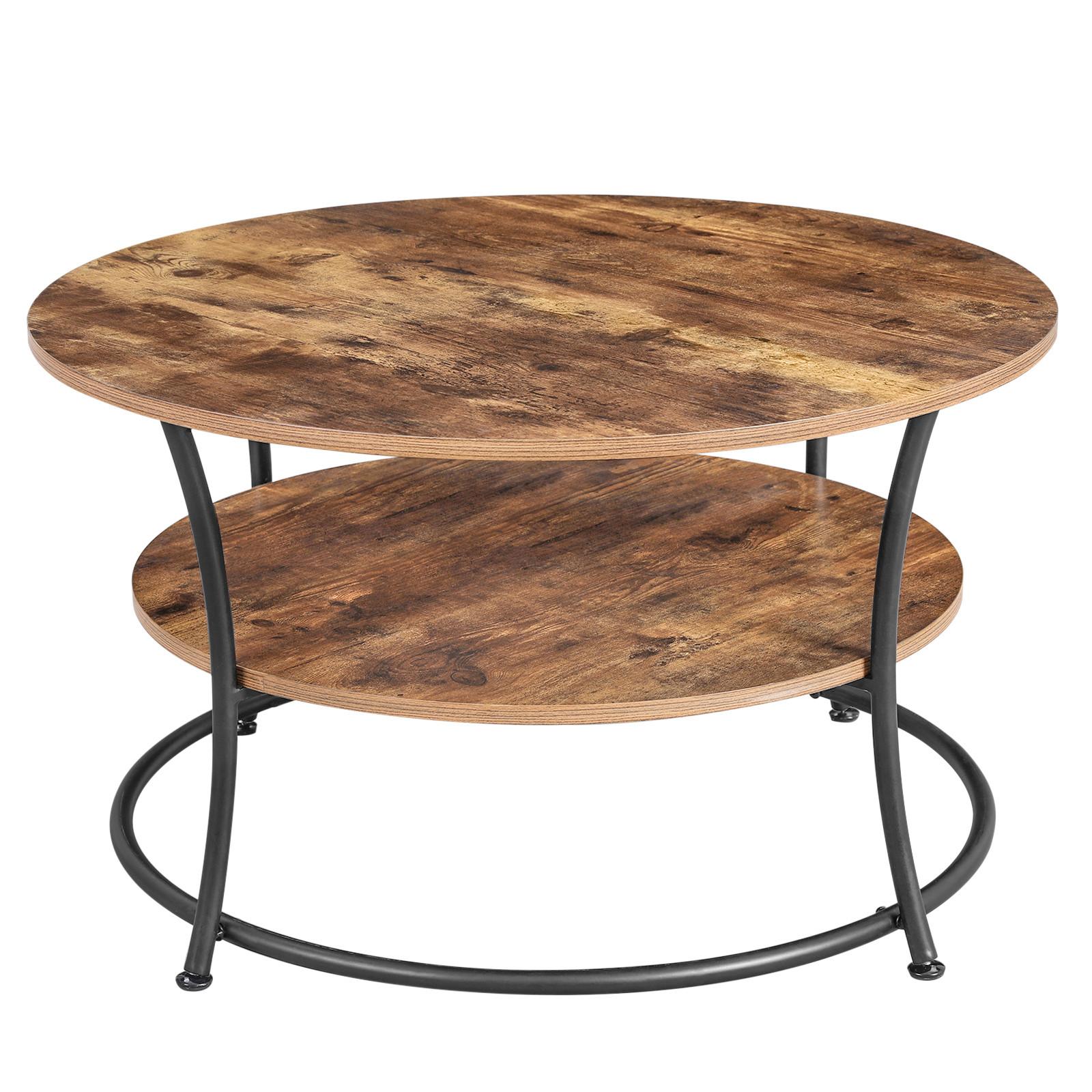 Couchtisch Rund Mit Ablagefach, Braun, Schwarz - Schwarz/Braun, Trend, Holzwerkstoff/Metall (80/80/45cm) - Boxxx