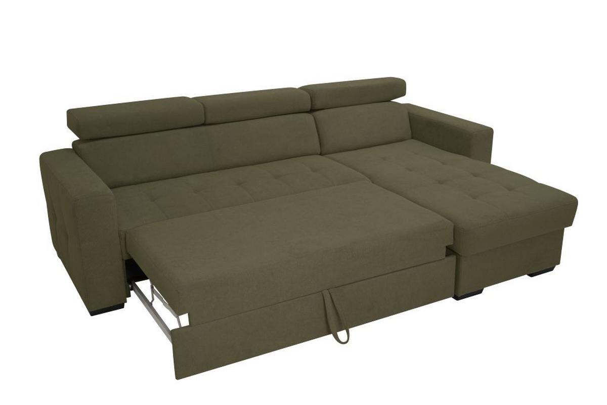 Rohová sedačka MARCO, obojstranná, oliv.zelený velúr - olivovozelená/čierna, Konventionell, kov/drevo (238/78-94/170cm)
