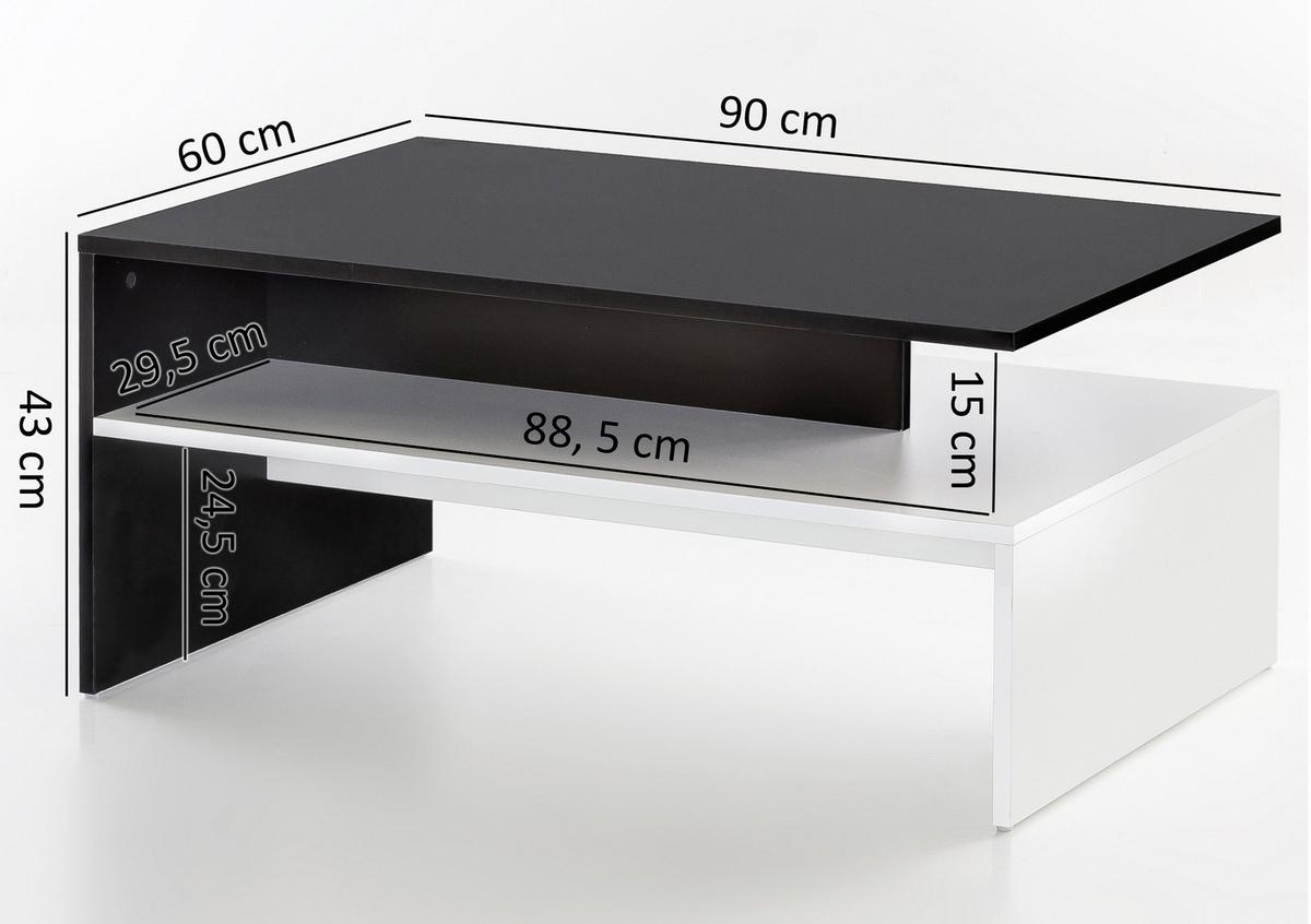 Konferenčný stolík MURPHY čierno-biely - čierna/biela, Modern, kompozitné drevo (90/60/43cm) - MID.YOU