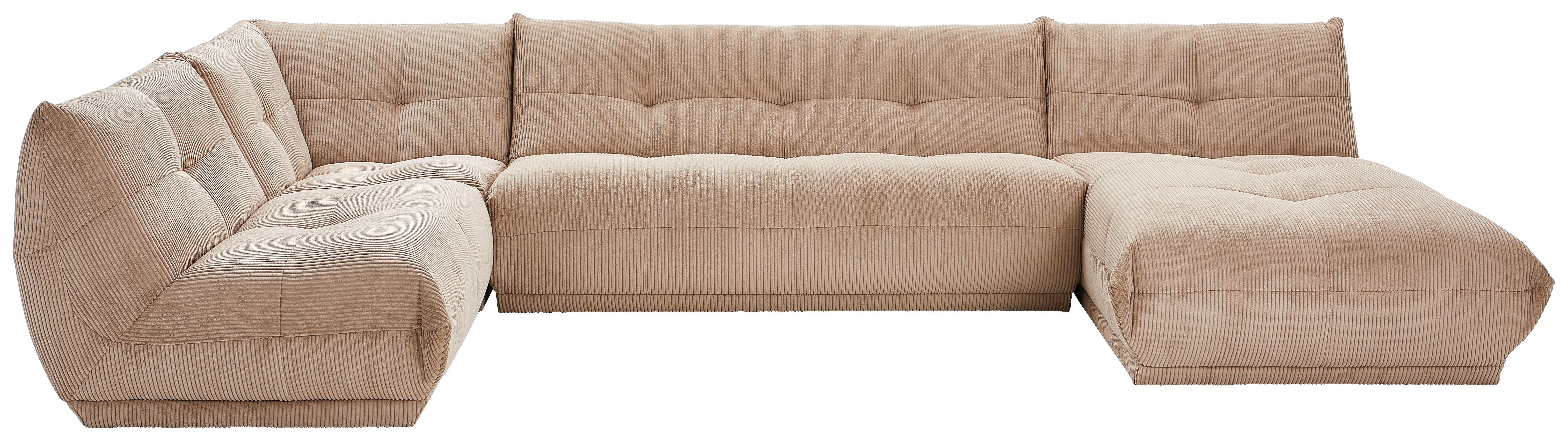 Wohnlandschaft Giselle Taupe Cord - Taupe, Trend, Textil (210/390/185cm) - Livetastic