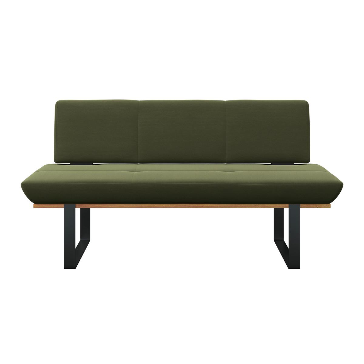 Sitzbank Tristan Webstoff moosgrün , B: 170cm - Schwarz/Grün, MODERN, Holz/Textil (170/48/90cm) - James Wood