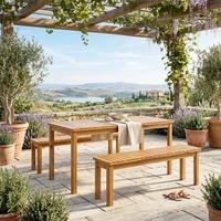 Gartenset 3-Teilig 3-TEILIG - Hellbraun, Basics, Holz (145/75/75cm)