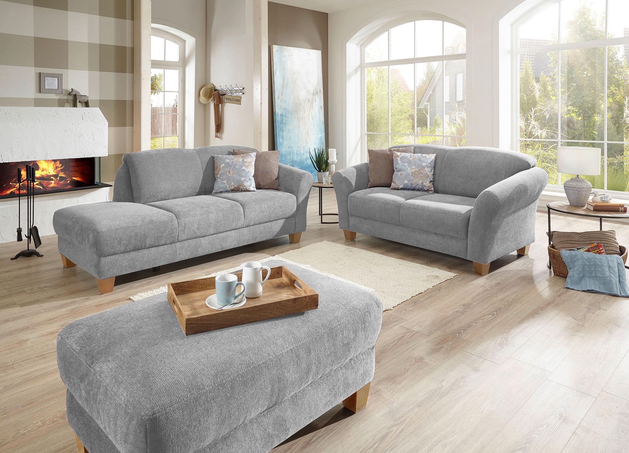 Hocker Gotland silberfarben, 101x45x66 cm - Silberfarben/Naturfarben, KONVENTIONELL, Textil (101/45/66cm) - Sit & More
