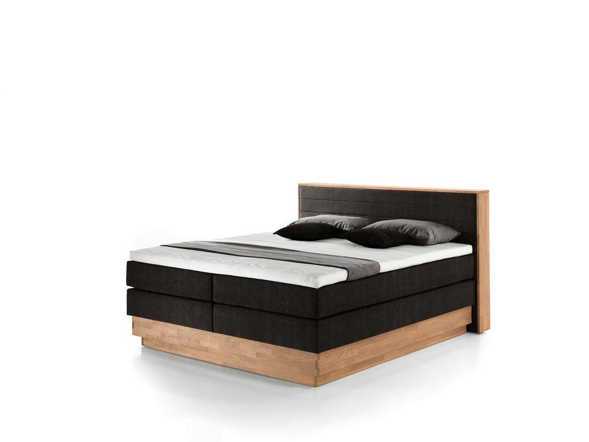 Boxspringbett Mit Topper & Bettkasten 160x200 Moneta - Eichefarben/Schwarz, MODERN, Holz/Textil (160/200cm) - MID.YOU