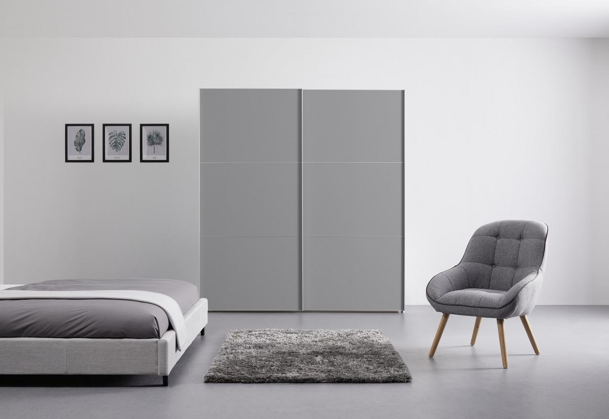Schwebetürenschrank 200cm Includo, Grau - Weiß/Grau, MODERN, Holzwerkstoff (200/222/68cm)