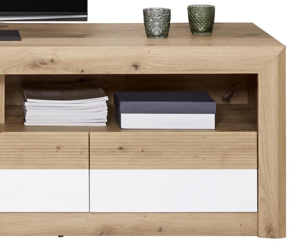 Wohnkombination 4-Tlg. mit Led Kashmir New, Eiche Dekor/Weiß - Eichefarben/Weiß, MODERN, Holzwerkstoff (272/192/49cm) - James Wood