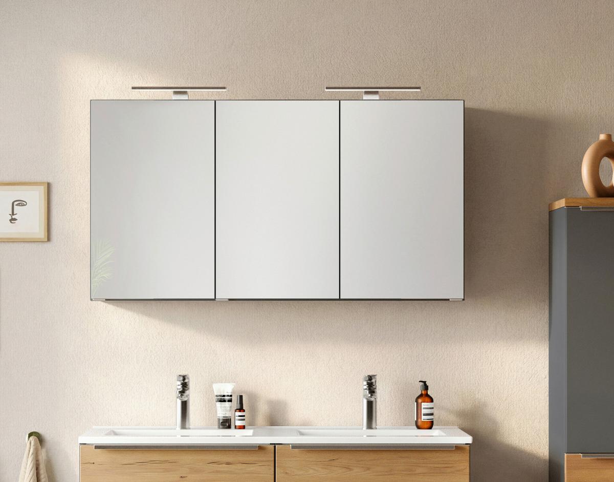 SPIEGELSCHRANK Verona Grau B: 120cm - Wildeiche/Weiß, Trend, Glas/Holzwerkstoff (120/64/20cm) - Held