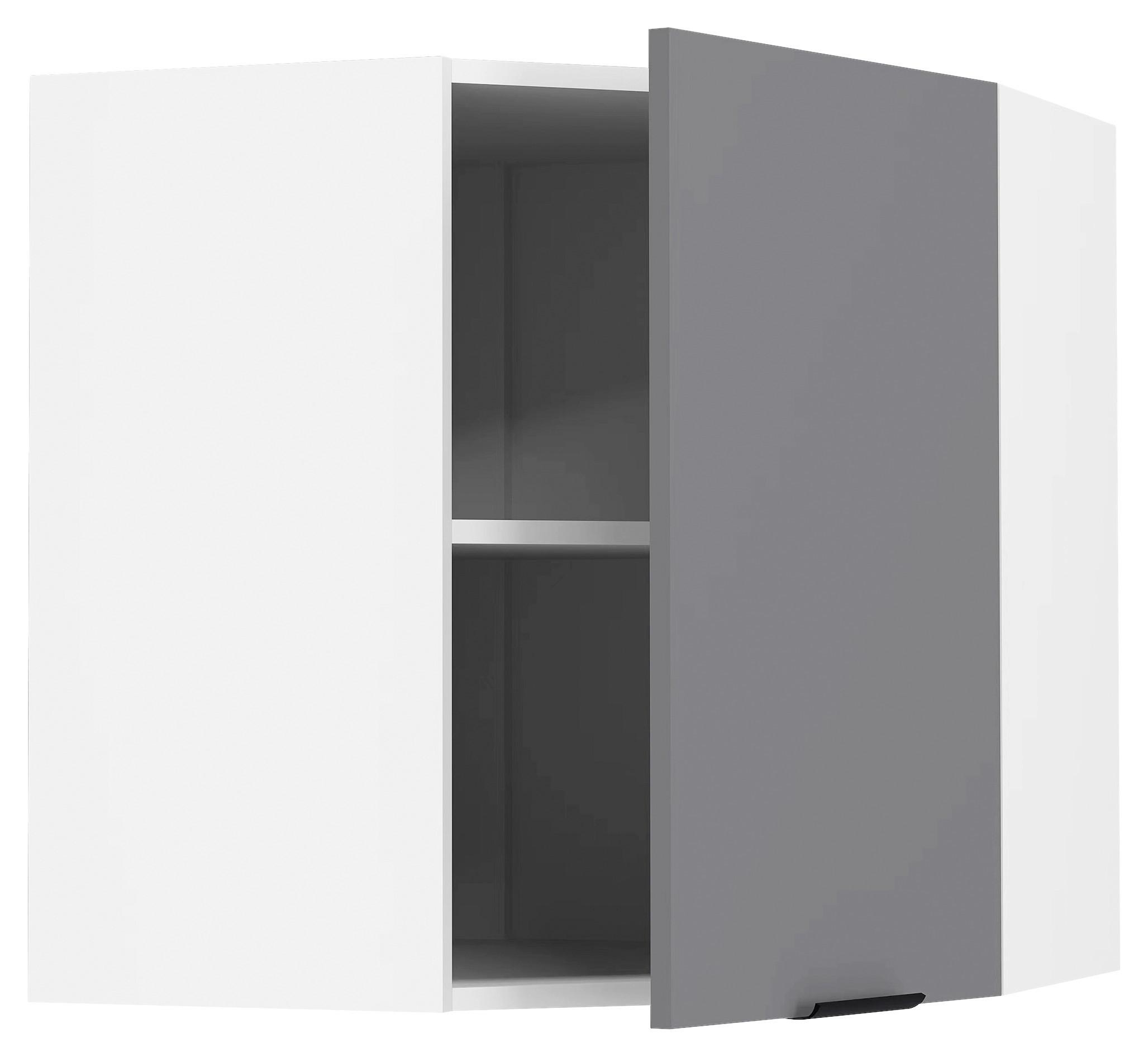 Eckoberschrank Fasola Anthrazit/Weiß B: 57 cm - Anthrazit/Weiß, Trend, Holzwerkstoff/Kunststoff (57/60/57cm) - MID.YOU