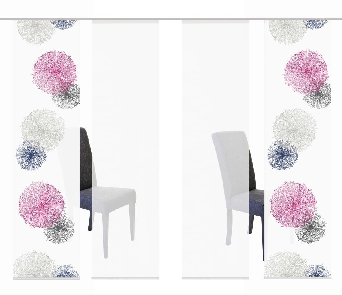 Flächenvorhang 4-tlg. Rawlins B: 60 Cm, Flieder/weiß - Flieder, Basics, Textil (60/245cm)