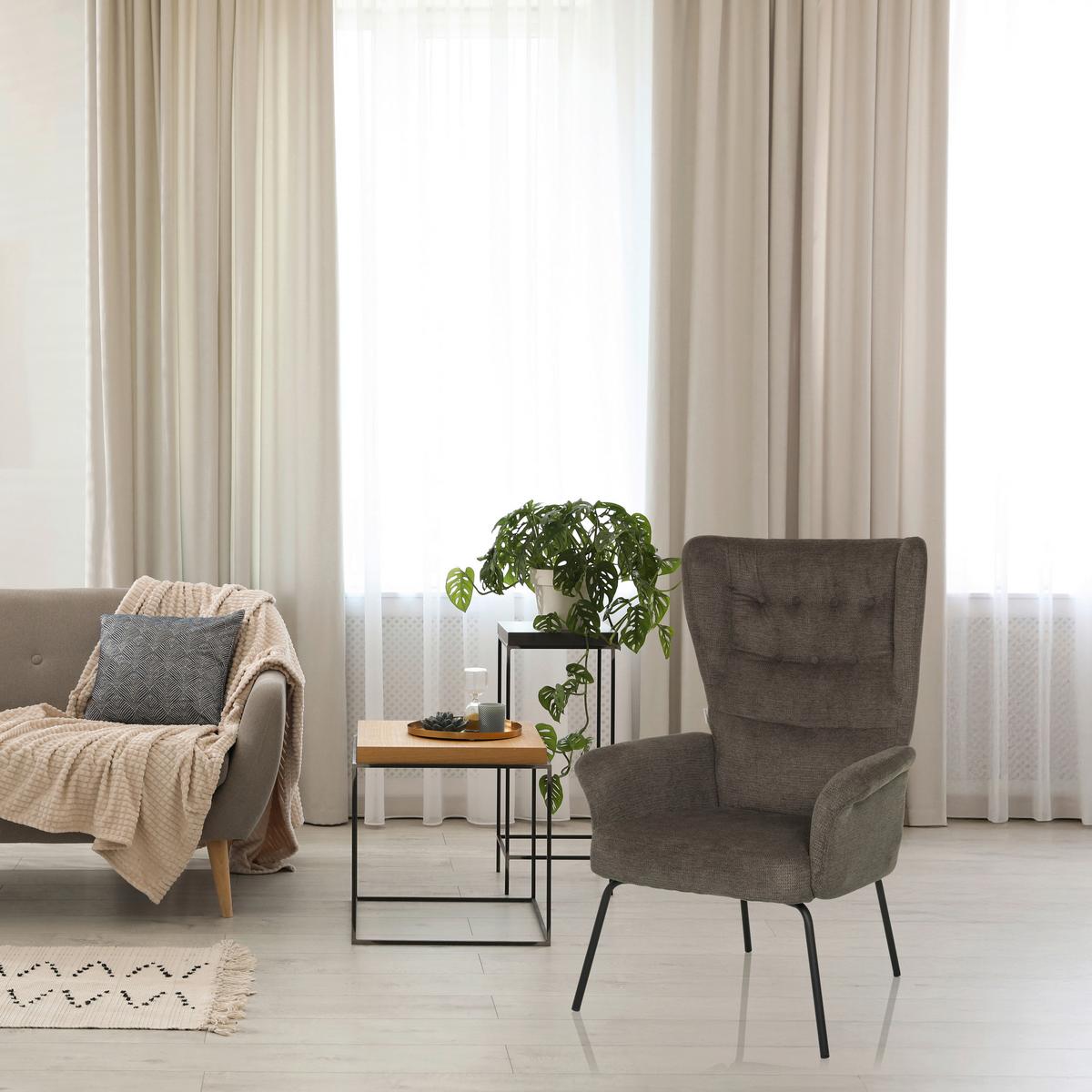 Ohrensessel Havenio Dunkelgrau B: 71 cm - Dunkelgrau/Schwarz, MODERN, Textil (71/110/71cm) - MID.YOU