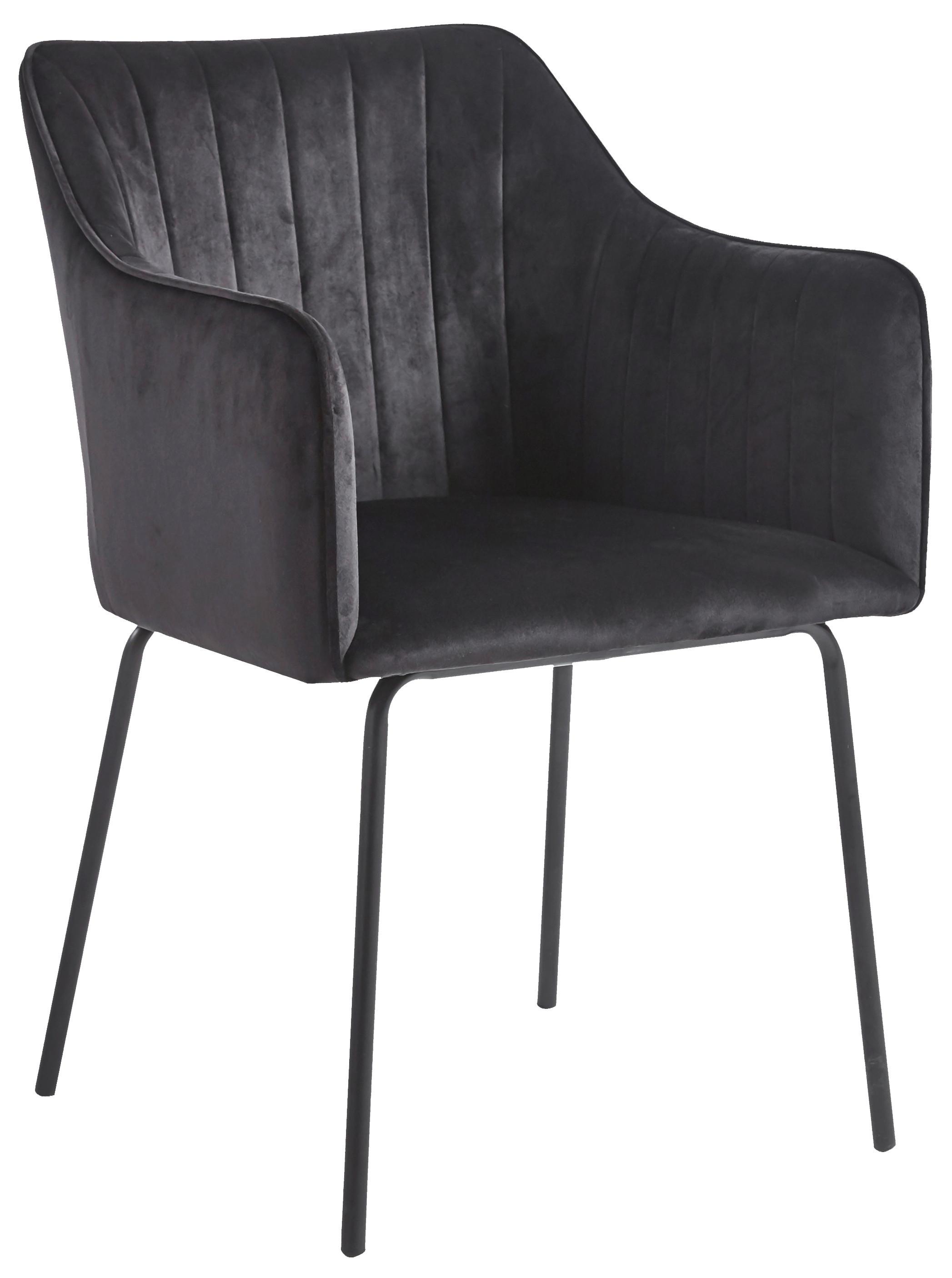 Armlehnstuhl Valia Anthrazit B: 48,5 cm - Anthrazit/Schwarz, Design, Holzwerkstoff/Textil (48,5cm) - MID.YOU