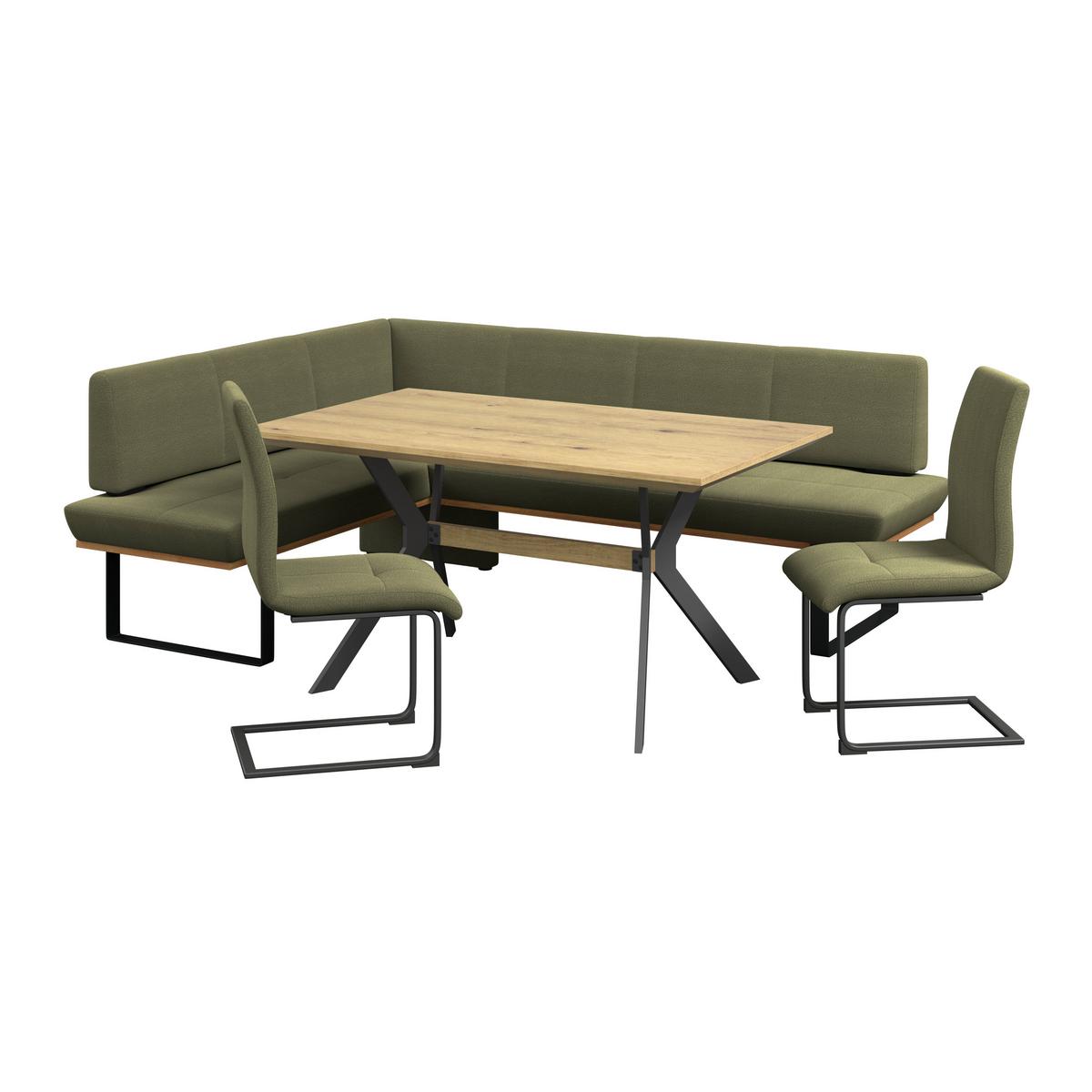 Eckbank Tristan Webstoff grün, S:175x245cm - Schwarz/Grün, MODERN, Holz/Textil (175/245cm) - James Wood