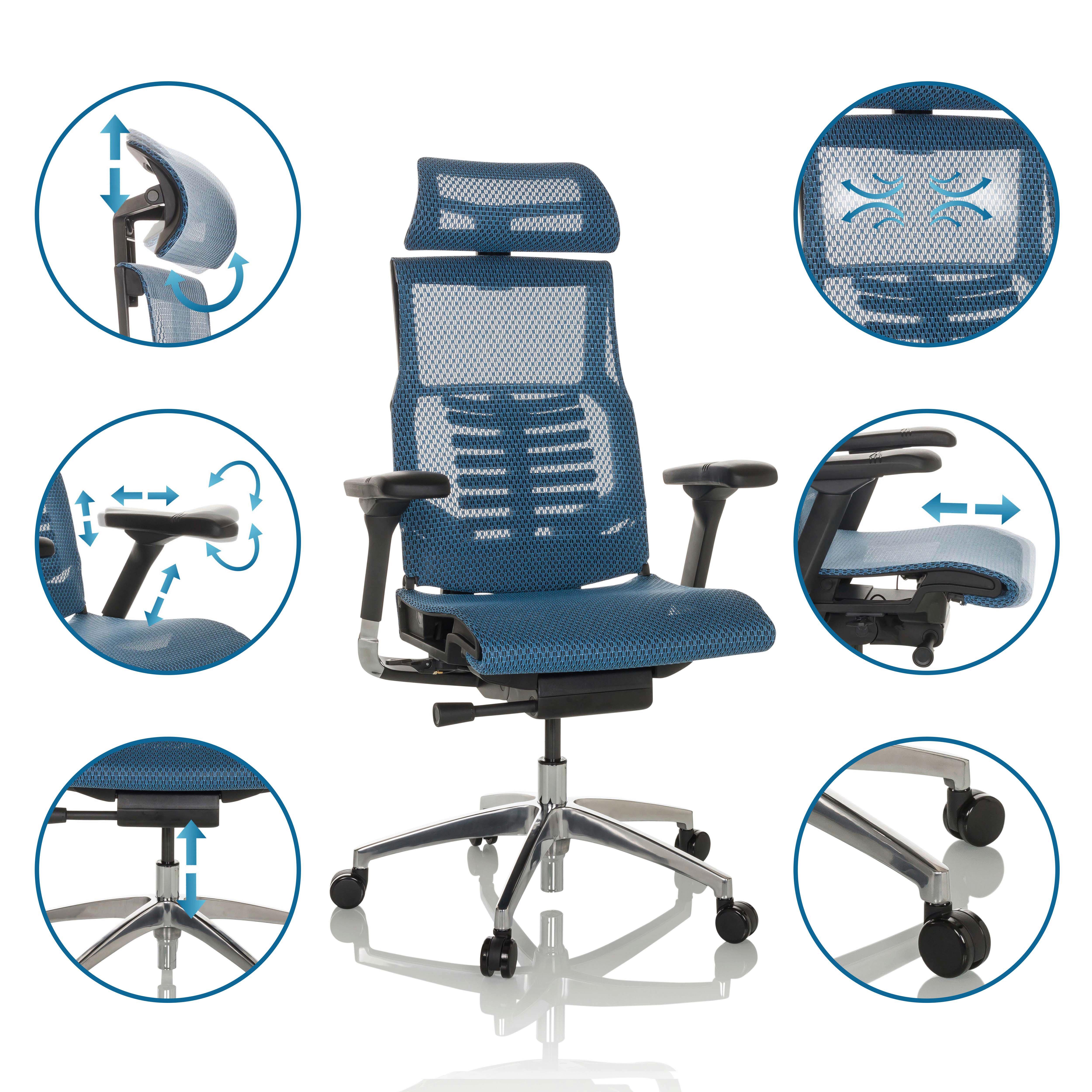 Drehstuhl Dynafit Ii - Blau/Silberfarben, Basics, Kunststoff/Textil (67/119-135/60cm) - MID.YOU