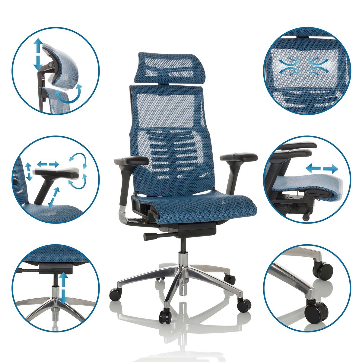 Drehstuhl Dynafit Ii - Blau/Silberfarben, Basics, Kunststoff/Textil (67/119-135/60cm) - MID.YOU