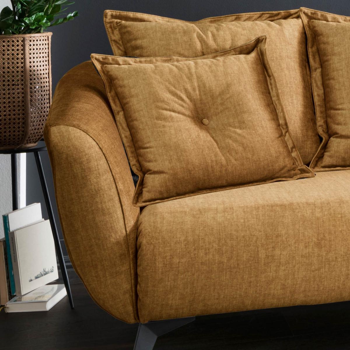 Ecksofa Baggio Mit Kissen Textil Gelb - Gelb/Schwarz, MODERN, Holz/Textil (277/162cm) - Livetastic