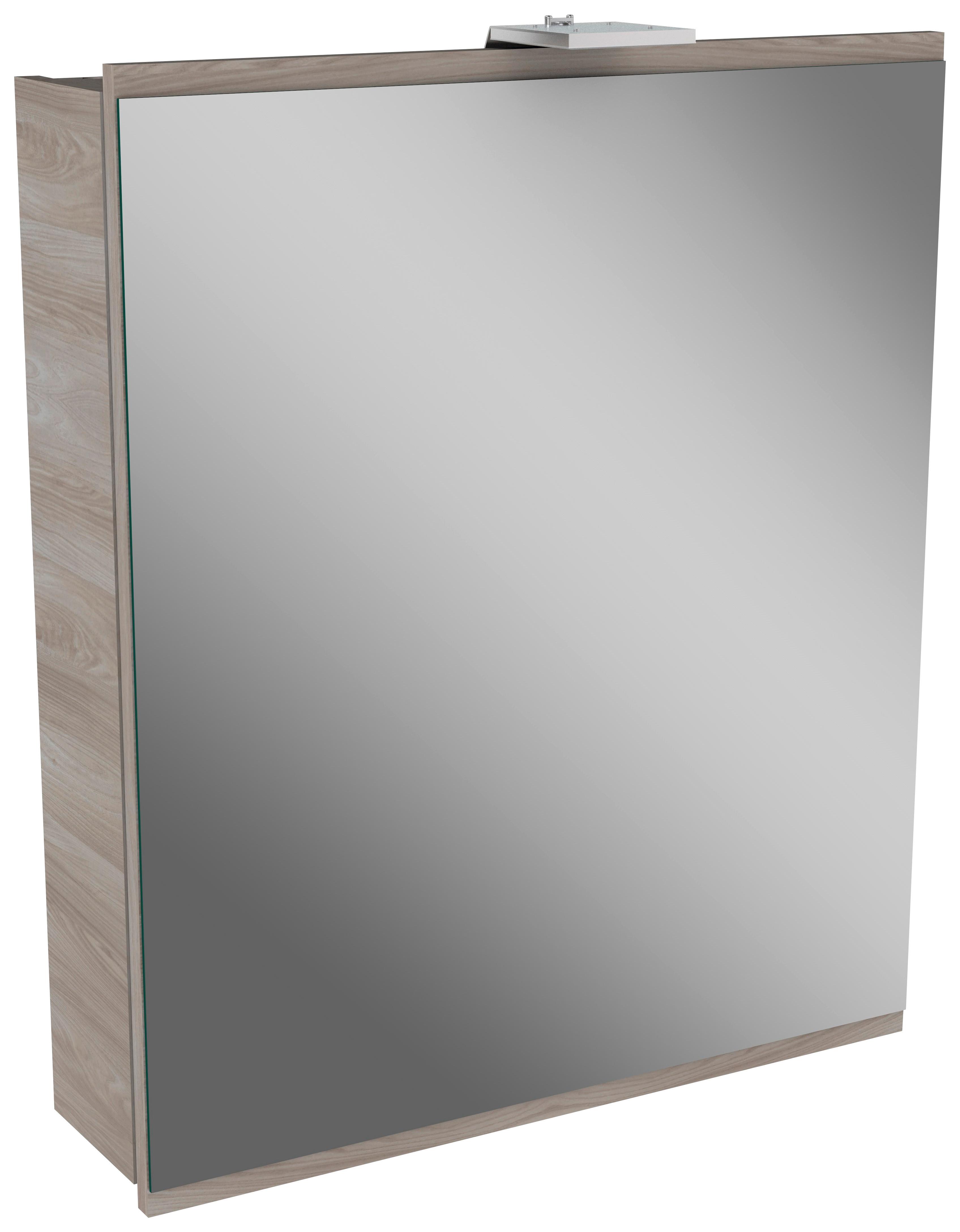 Spiegelschrank Lima mit Led 1-Türig BxHxT: 60x73x15,5 cm - Eschefarben, MODERN, Glas/Holzwerkstoff (60/73/15,5cm) - MID.YOU