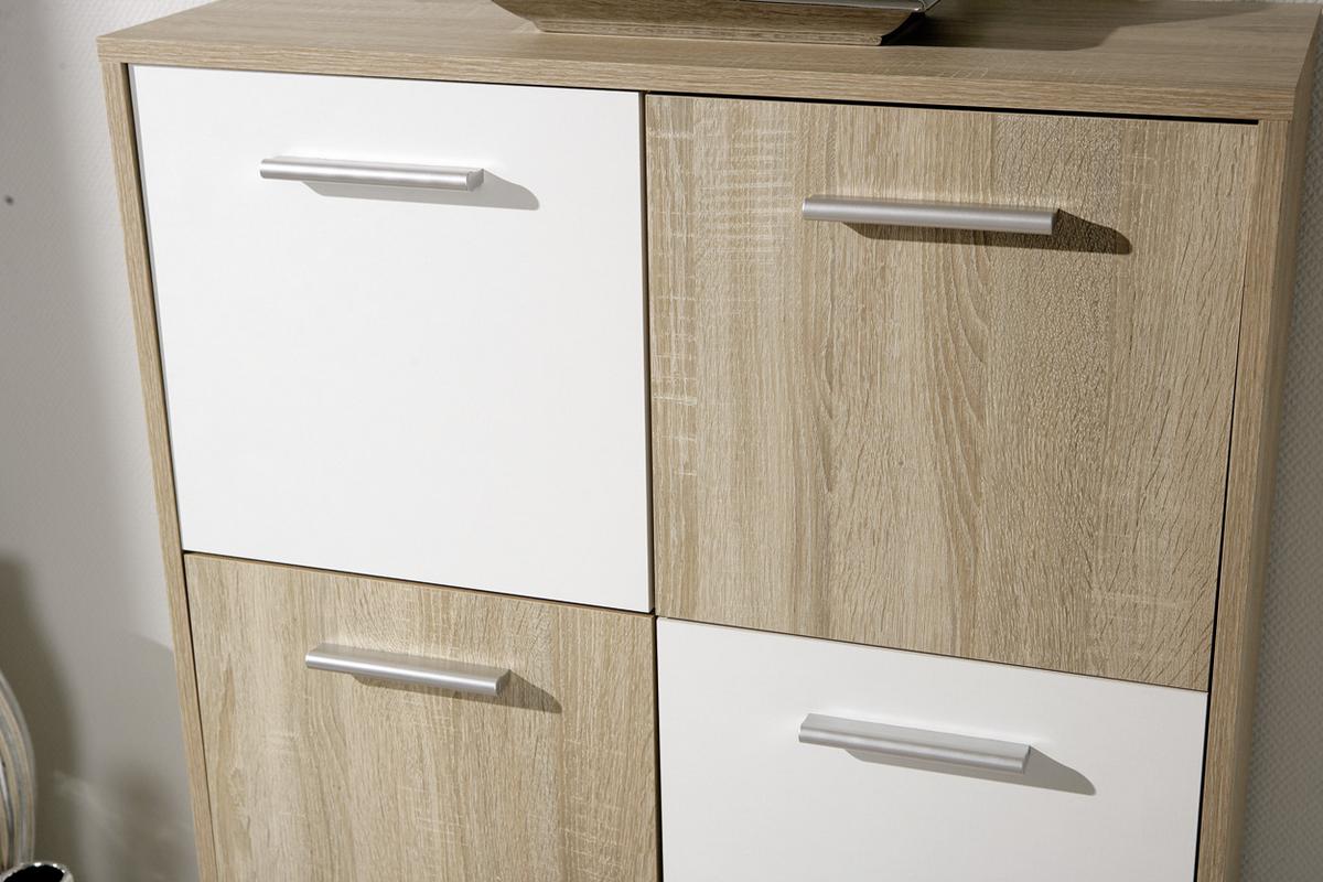 Highboard B 77cm Egadi, Sonoma Eiche Dekor/Weiß - Weiß/Sonoma Eiche, Basics, Holzwerkstoff (77/115/30cm) - MID.YOU