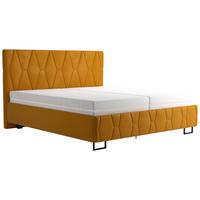 Čalouněná postel ATESSA 160x200 cm, hořčicově žlutá - hořčicově žlutá, Moderní, dřevo/textil (160/200cm)