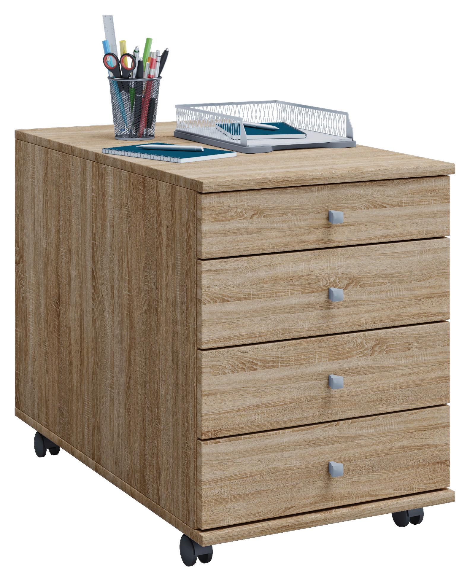 Rollcontainer Eiche Dekor Lona Maxi 42x57x80 Cm - Sonoma Eiche, Basics, Holzwerkstoff/Kunststoff (42/57/80cm) - MID.YOU