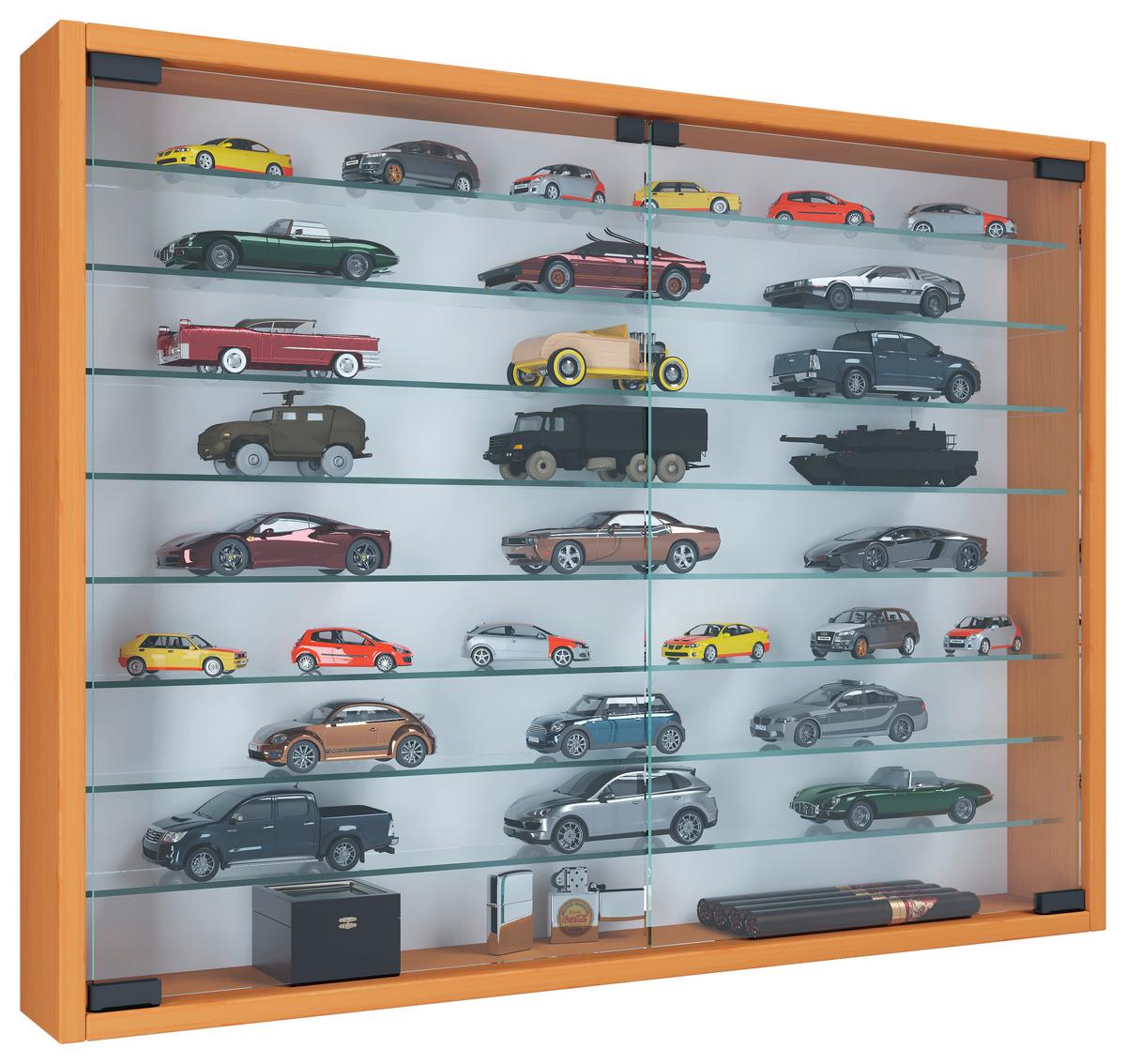 Hängevitrine Mandosa XXL B: 80 cm Buchefarben - Buchefarben, MODERN, Glas/Holzwerkstoff (80/60/10cm) - MID.YOU