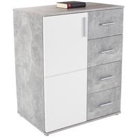 Kommode B 88,2cm Ina Beton Optik/Weiß - Weiß/Grau, MODERN, Holzwerkstoff (88,2/95,2/38,3cm)