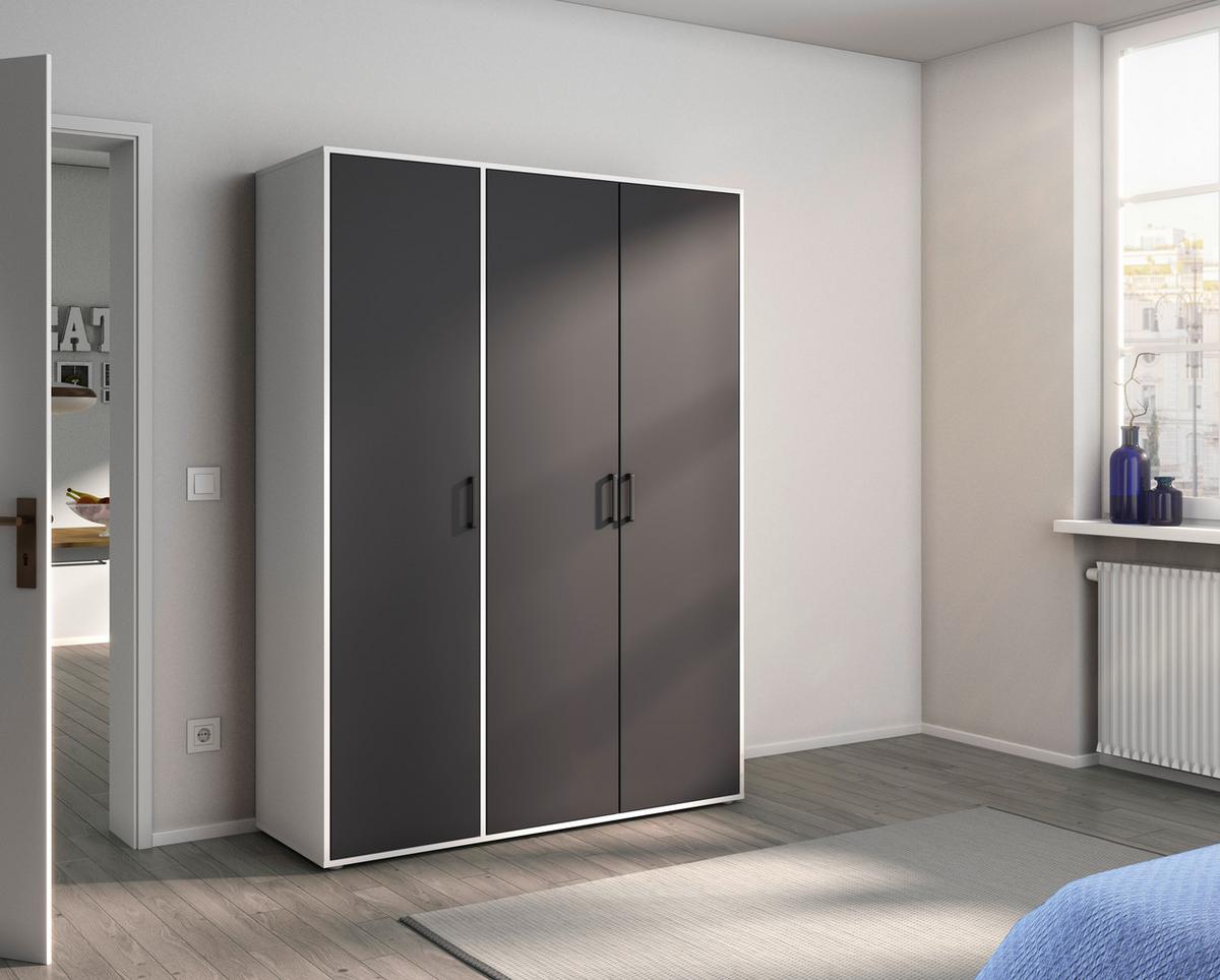 Drehtürenschrank Voyager Weiß,grau B: 140 Cm - Weiß/Grau, MODERN, Holzwerkstoff (140/194/53cm) - Rauch Möbel