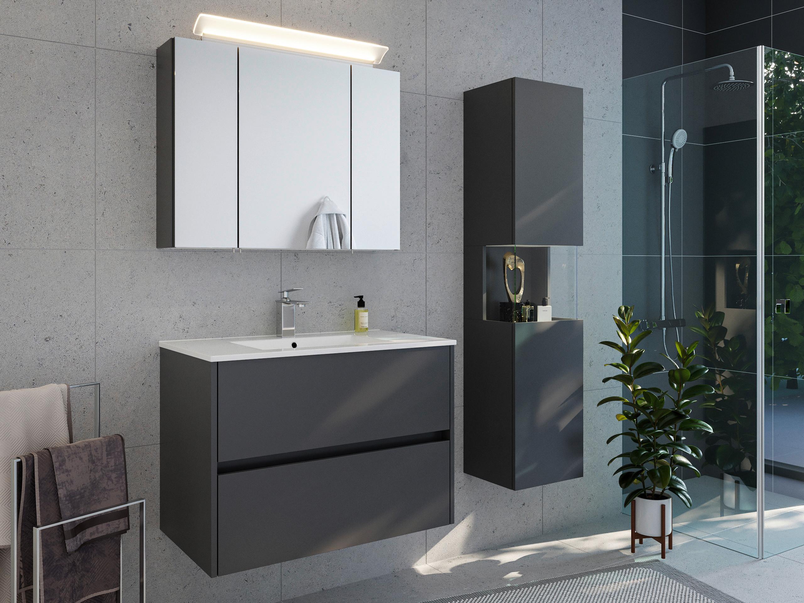 Hochschrank Limes Graphitfarben B: 35,2 Cm - Graphitfarben, MODERN, Glas/Holzwerkstoff (35,2/150/30cm) - MID.YOU