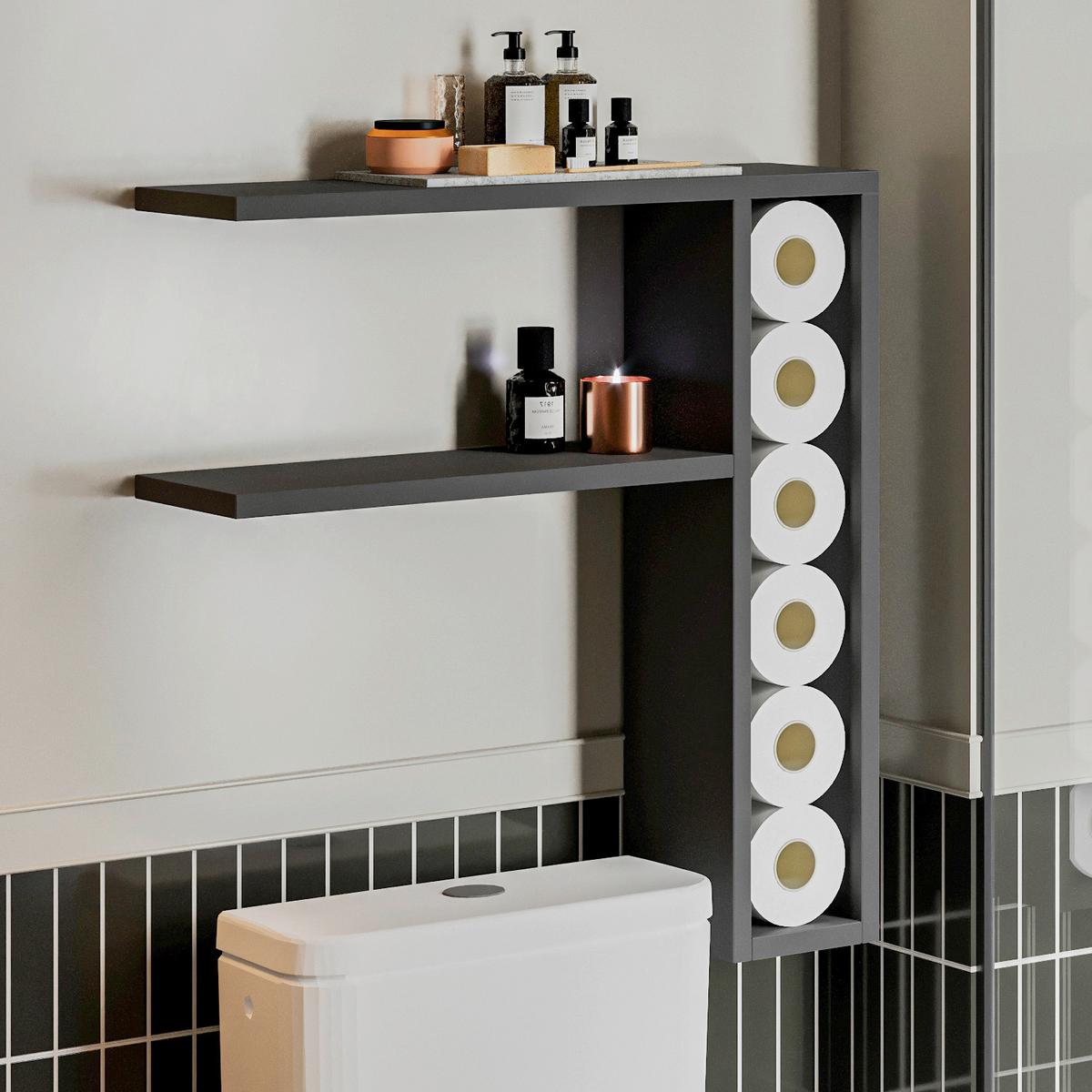 Wandregal Tiny Anthrazit B: 60 cm - Anthrazit, Design, Holzwerkstoff (60/62/15cm) - Livetastic