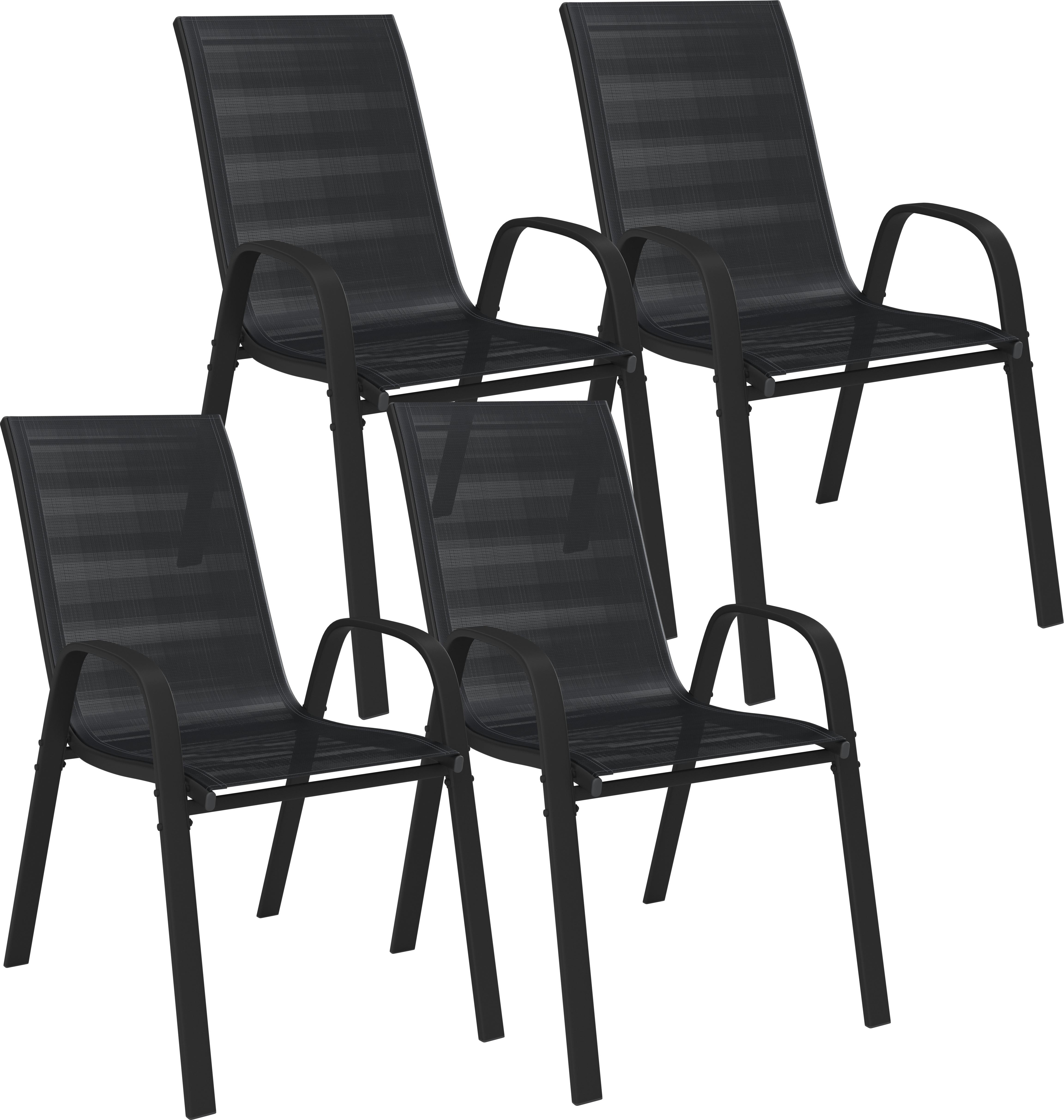 Gartensessel Paula 4er Set Metall/Textil - Schwarz, MODERN, Textil/Metall (54/90/72cm) - Ondega