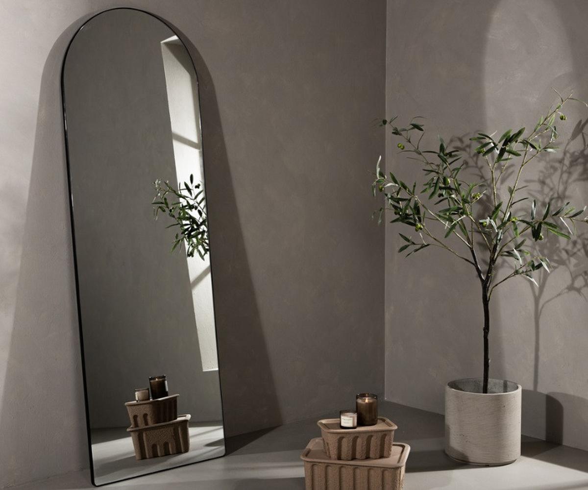 Wandspiegel Schwarz, B/h/t: 66x193x2,5cm - Schwarz, Design, Glas/Metall (66/193/2,5cm) - P & B