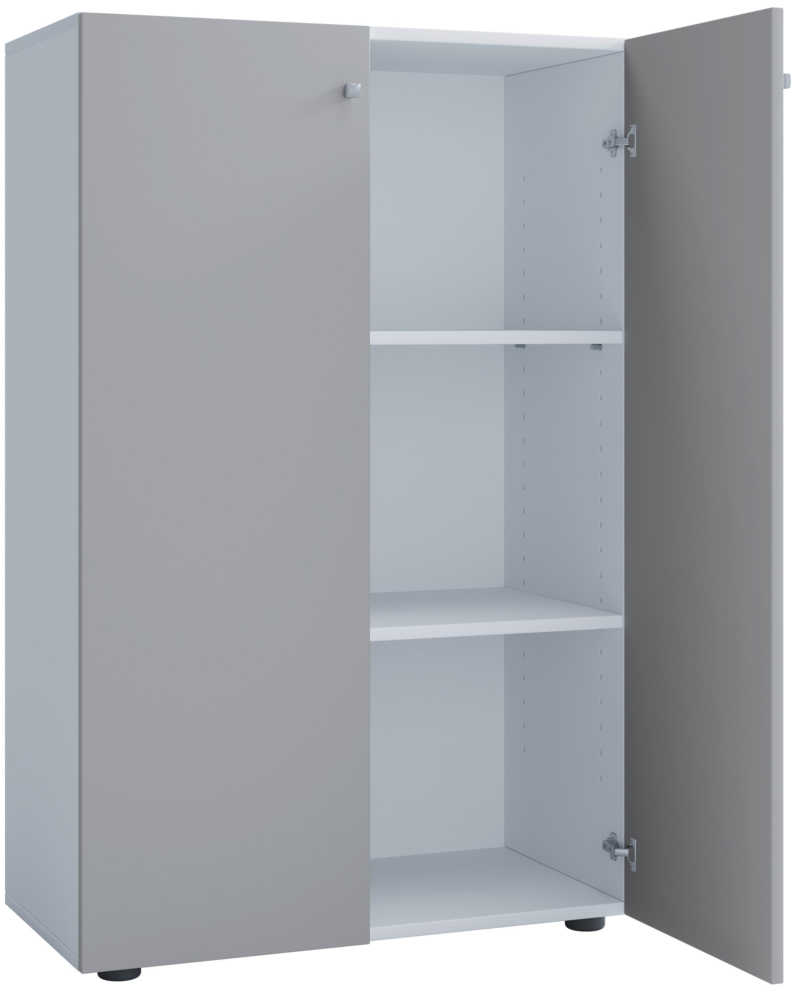 Aktenschrank Lona Grau, Weiß B: 70 cm - Weiß/Grau, Design, Holzwerkstoff (70/110/39cm) - MID.YOU