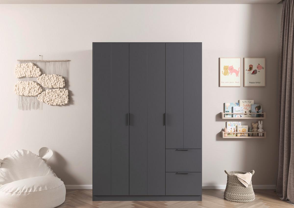 DREHTÜRENSCHRANK Ella Grau B: 136cm - Grau, MODERN, Holzwerkstoff (136/197/54cm) - Rauch Möbel