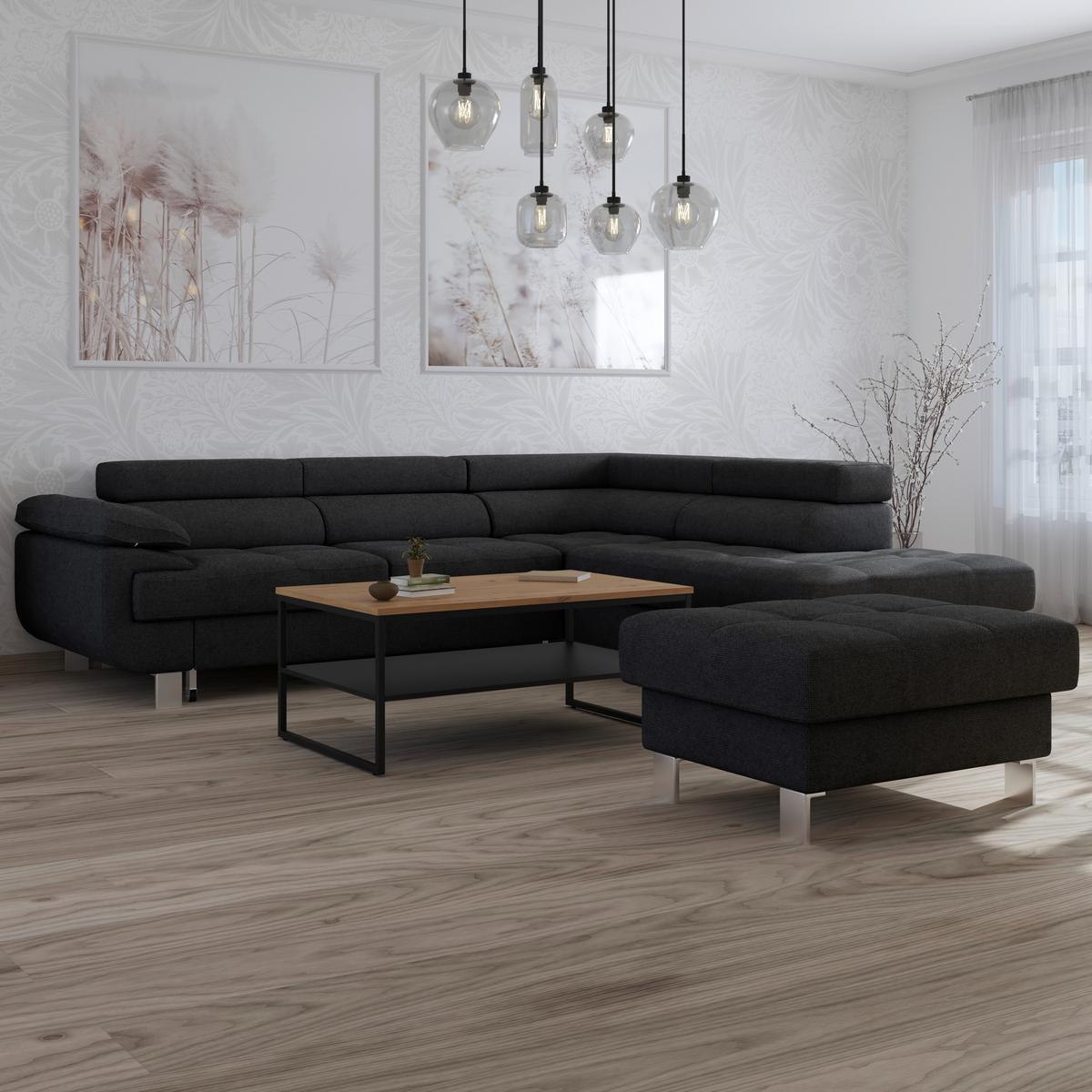 Ecksofa mit Schlaffunktion und Bettkasten Blaugrau - Graphitfarben, MODERN, Textil (270/230cm) - Ondega