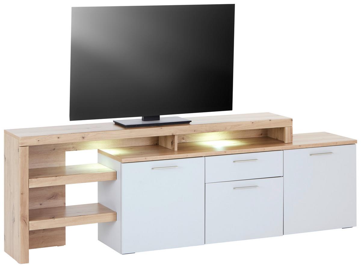 TV-Element Twin B: 205-278,2 cm Hellgrau/Eiche Dekor - Silberfarben/Hellgrau, MODERN, Holzwerkstoff (205-278,2/68,2/37,2cm)