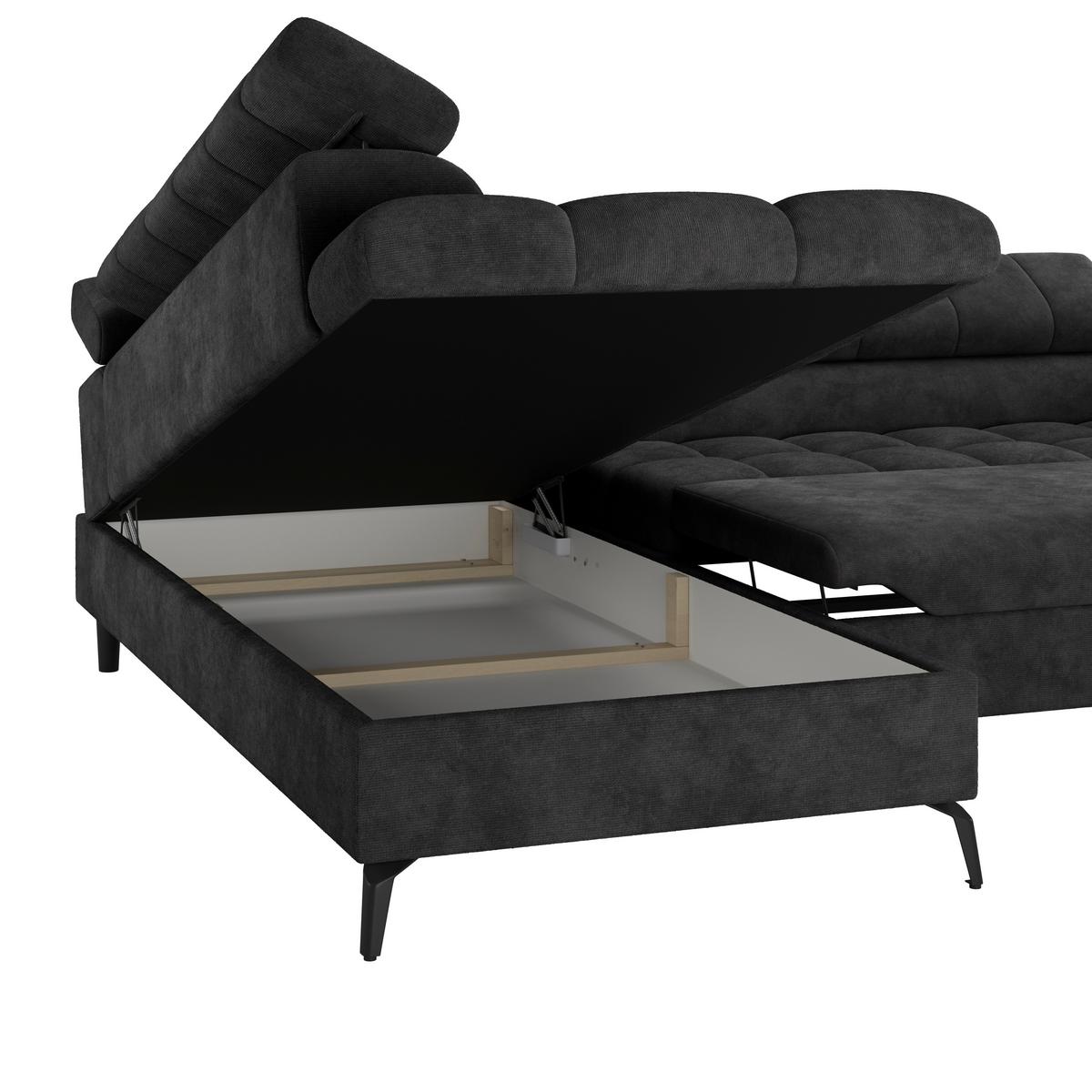 Ecksofa mit Schlaffunktion & Bettkasten Volf Schwarz - Schwarz, Trend, Kunststoff/Textil (203/261cm)