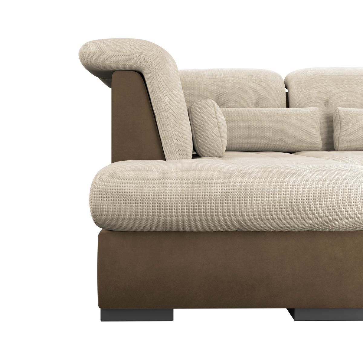 Wohnlandschaft Madera Mit Schlaffunktion Creme - Hellbraun/Creme, KONVENTIONELL, Kunststoff/Textil (212/358/190cm)