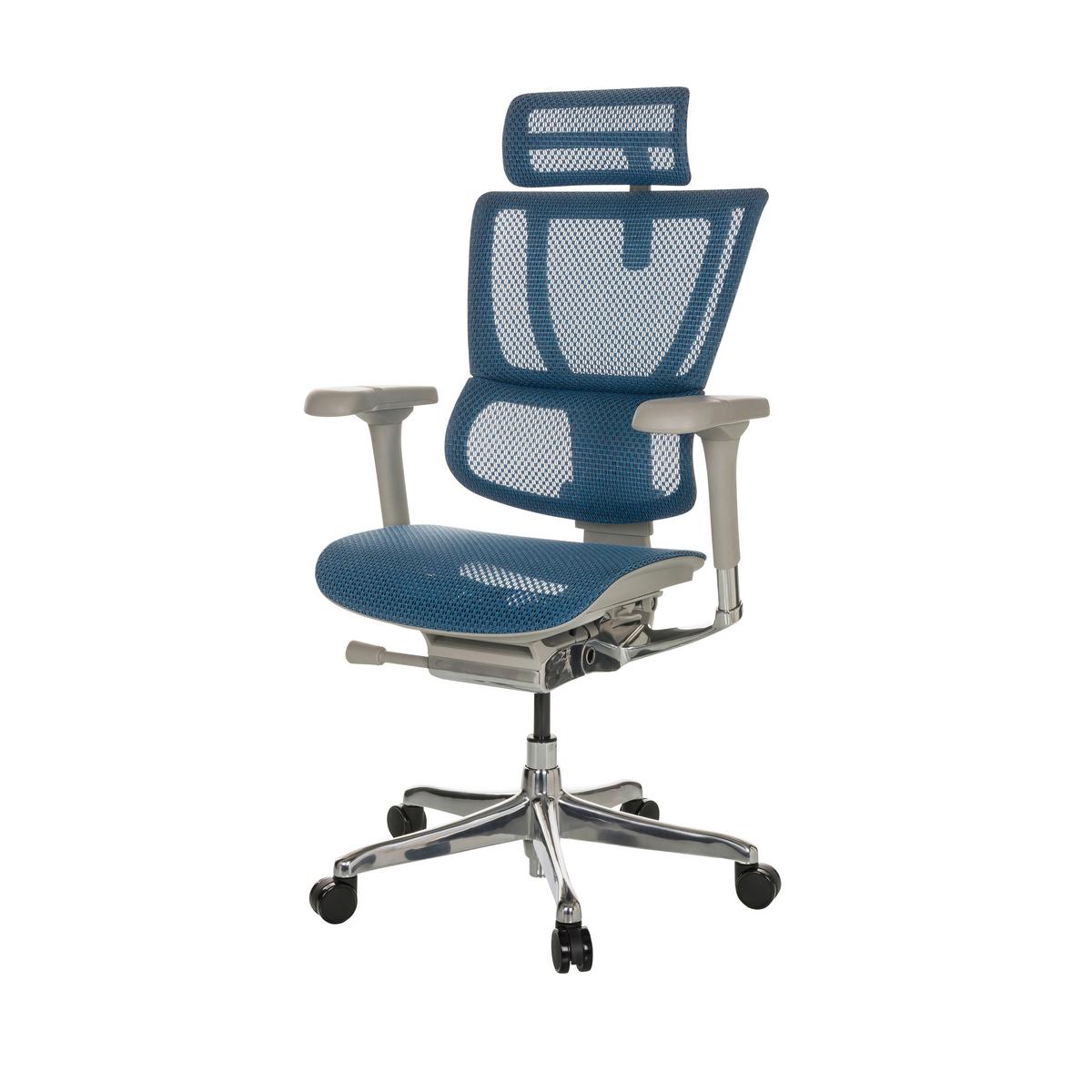 Drehstuhl Ergohuman Slim I G - Blau/Silberfarben, Basics, Kunststoff/Textil (69/116-138/66cm) - MID.YOU