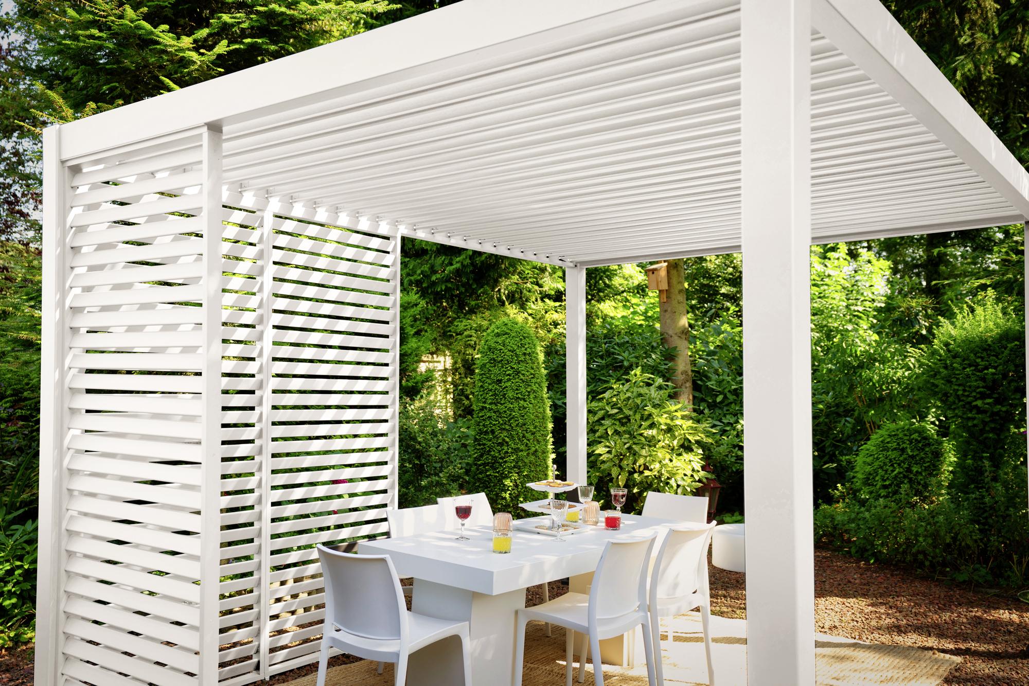 Pavillon-Seitenteil Mirador Louver 300x300cm - Weiß, Basics, Metall (93/10/238,2cm) - Ambia Garden