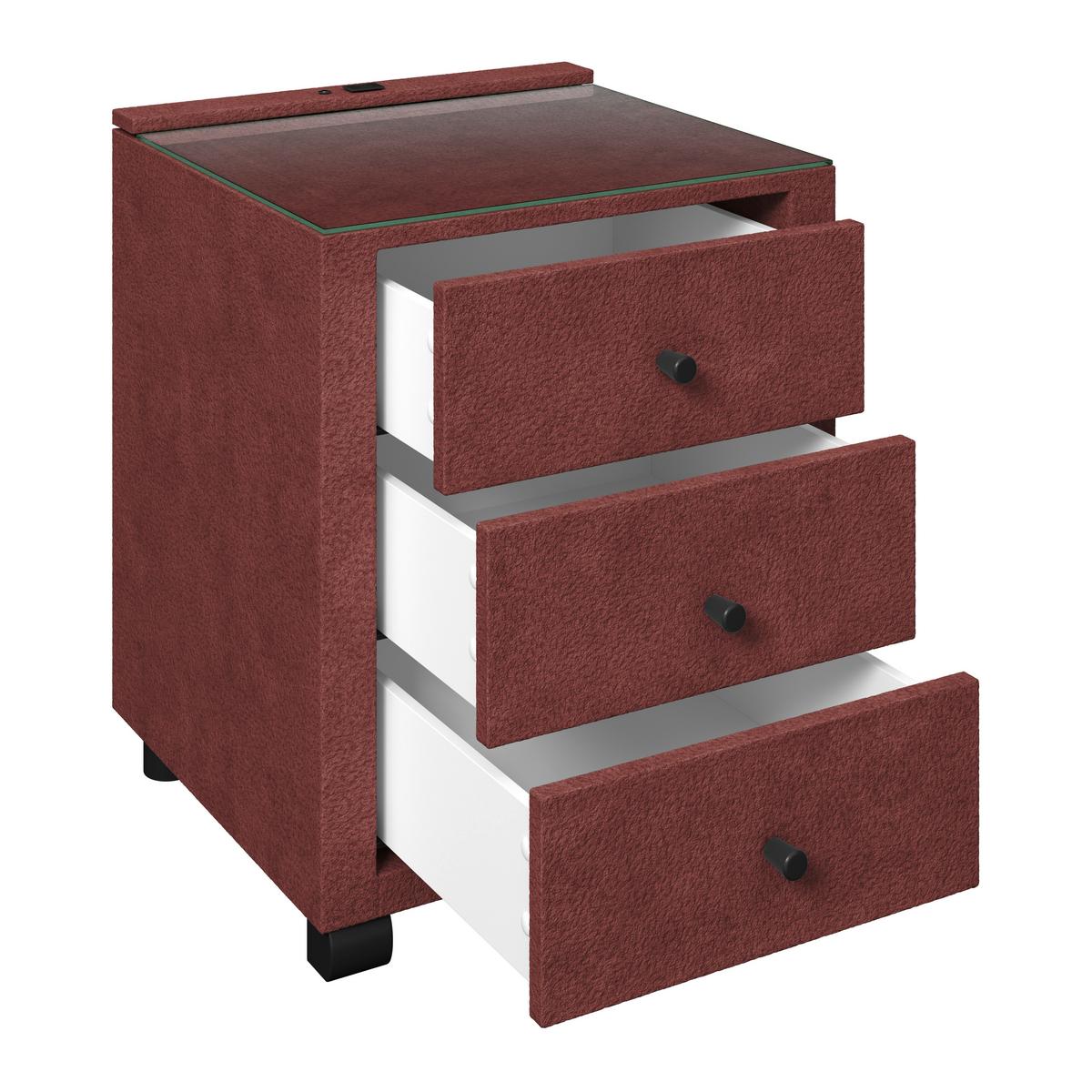 Nachtkästchen Elysia Bordeaux, B: 48cm - Bordeaux, Trend, Glas/Holz (48/68/45,5cm) - Luca Bessoni