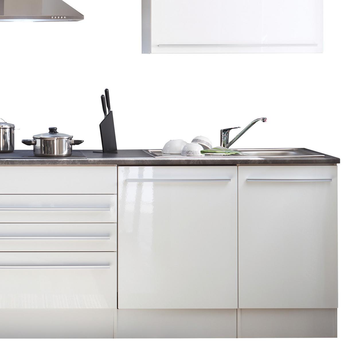 Kuchyňský blok JAZZ bez spotřebičů, šířka 260 cm - bílá/barvy stříbra, Konvenční, kompozitní dřevo/plast (260cm) - MID.YOU