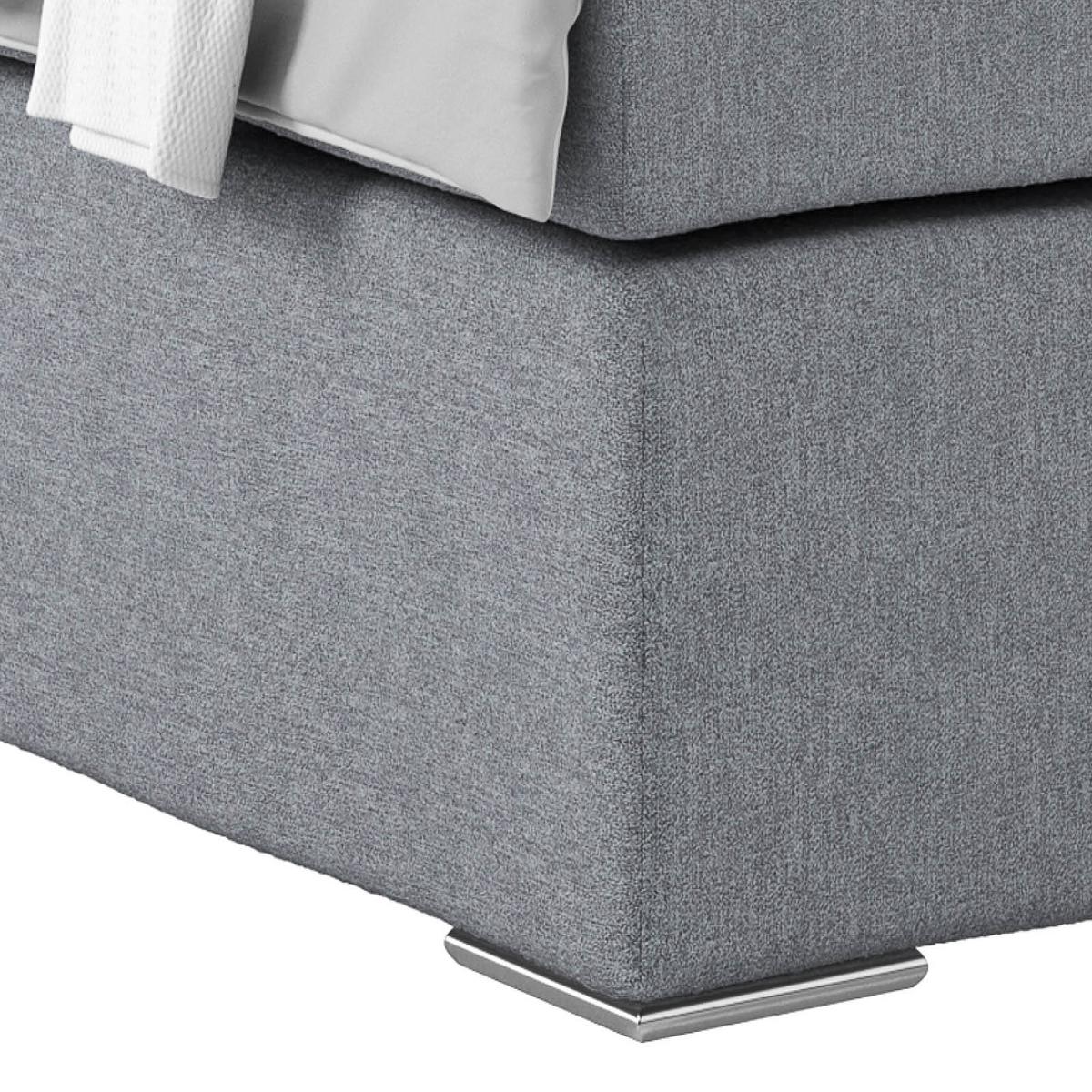 Postel Boxspring NERO PL: 160/200cm, šedá zelená - barvy chromu/modrošedá, Konvenční, kov/textil (160/200cm)