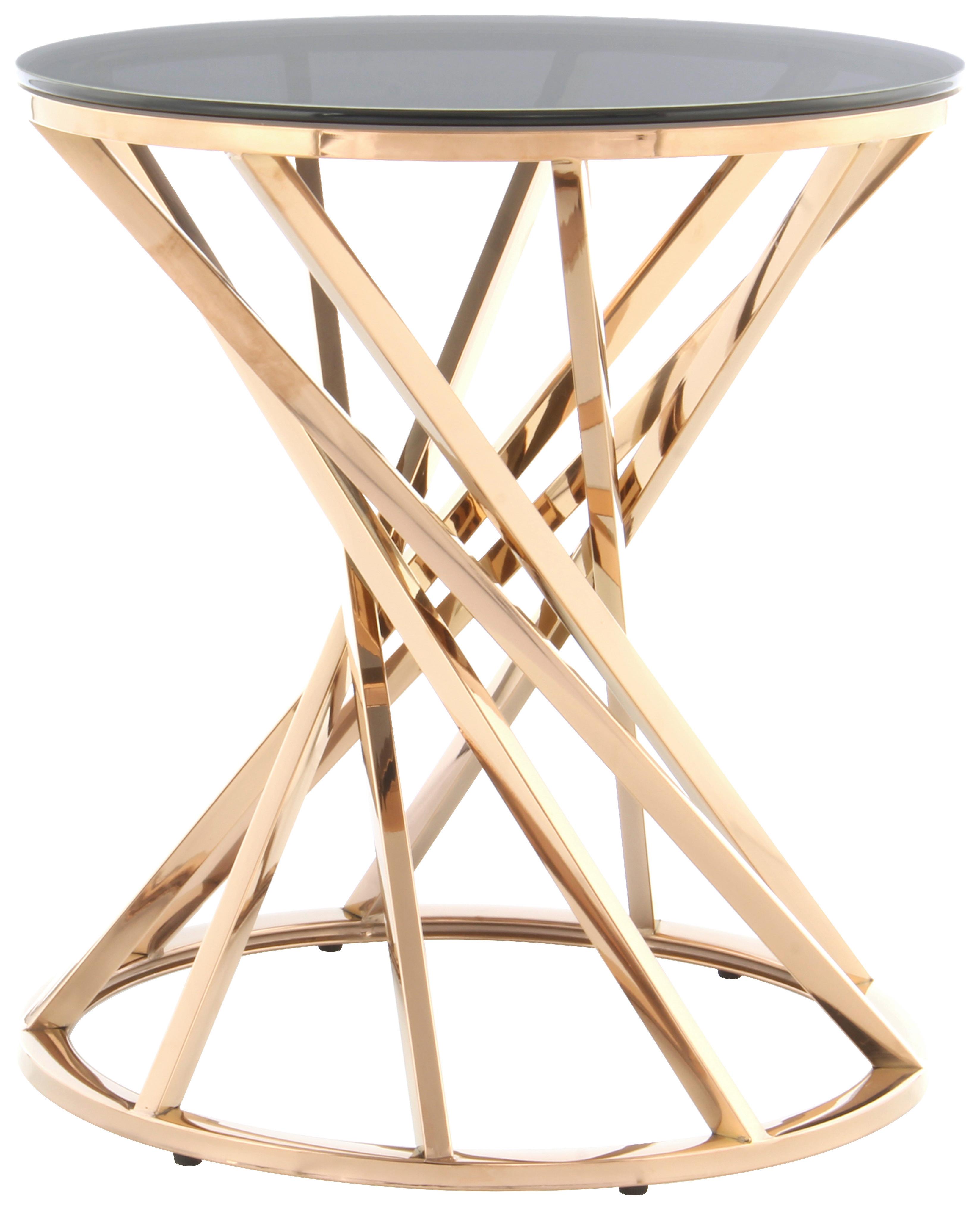 Beistelltisch Wesley 125 Grau/rosegold B: 40 Cm - Roségold/Grau, Design, Glas/Metall (40/40/42cm) - Kayoom